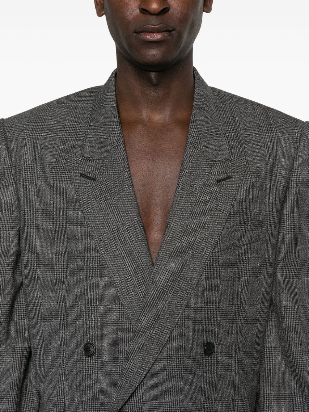 checked double-breasted blazer - 6