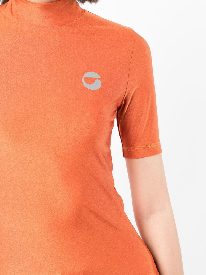 logo-print mock-neck T-shirt 5