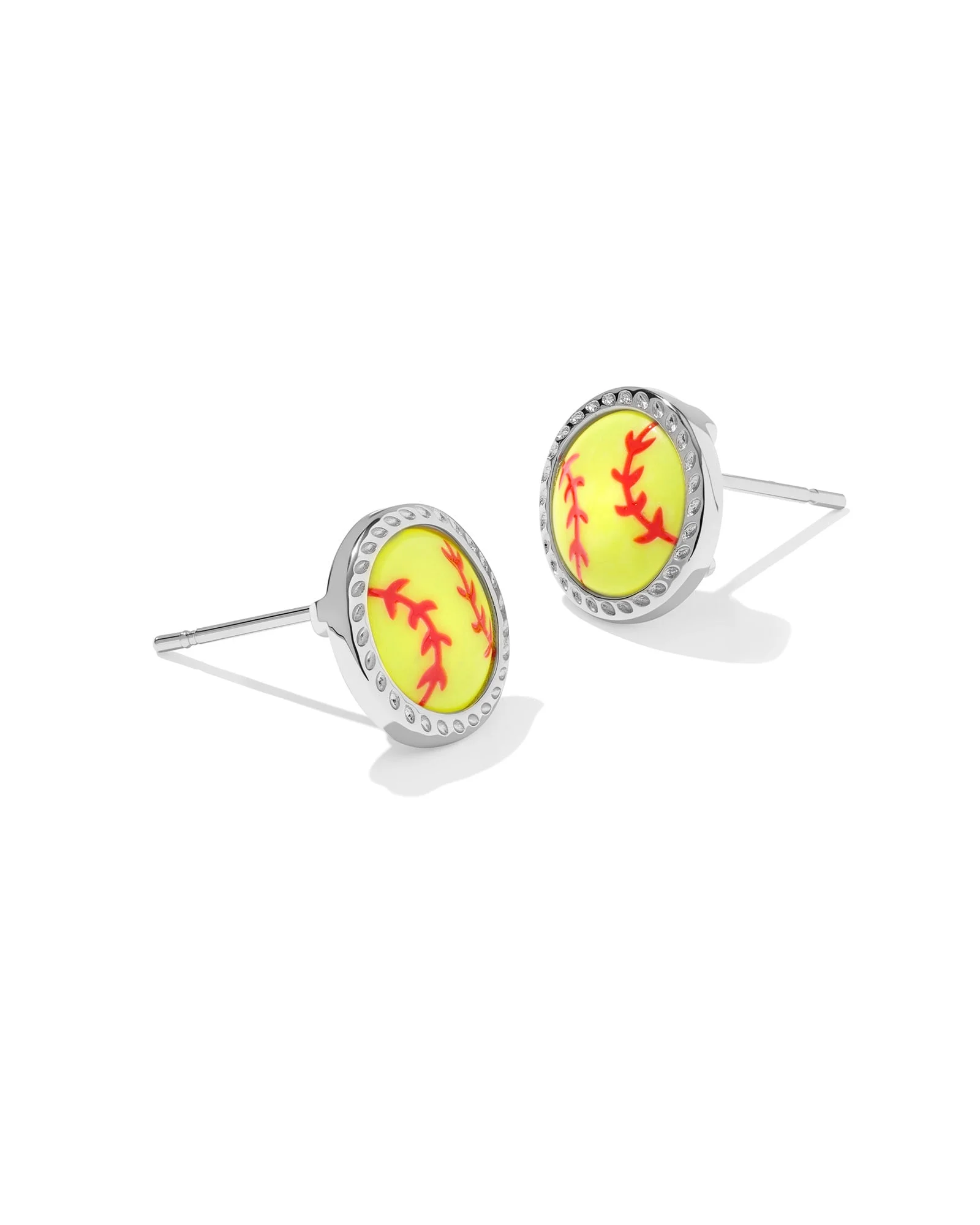 Softball Silver Stud Earrings - 1