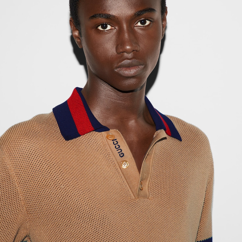 Piquet knit cotton polo shirt 5