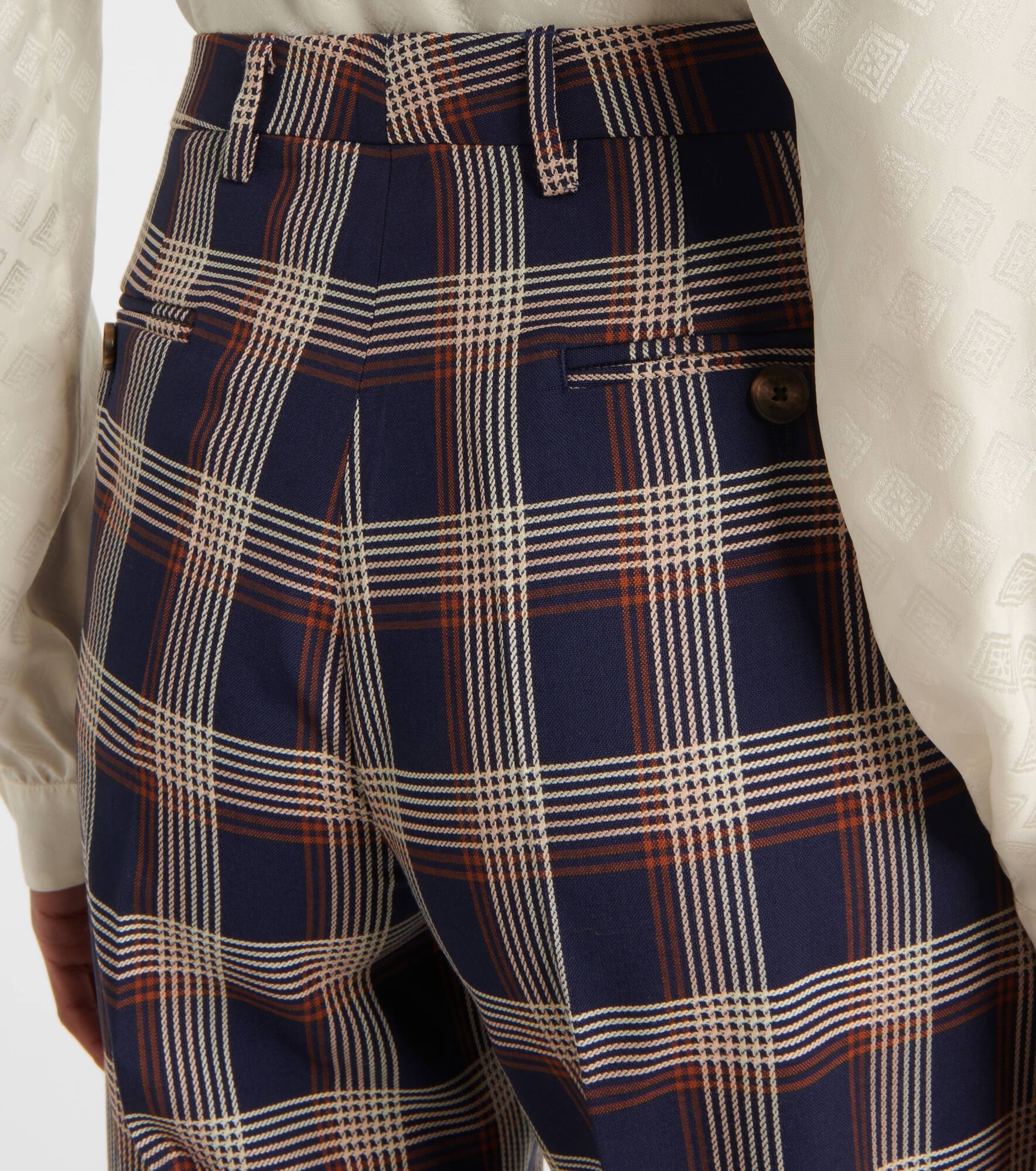 Checked high-rise wool wide-leg pants - 6