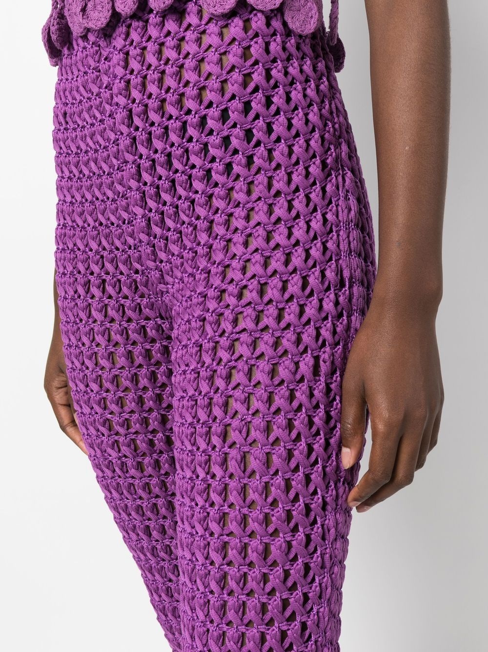 crochet-knit flared trousers - 5