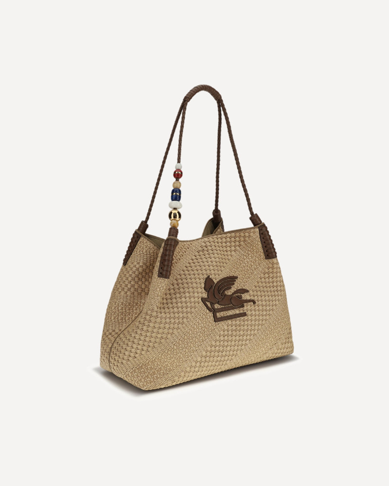 Etro Large Libra Shoulder Bag in raffia outlook