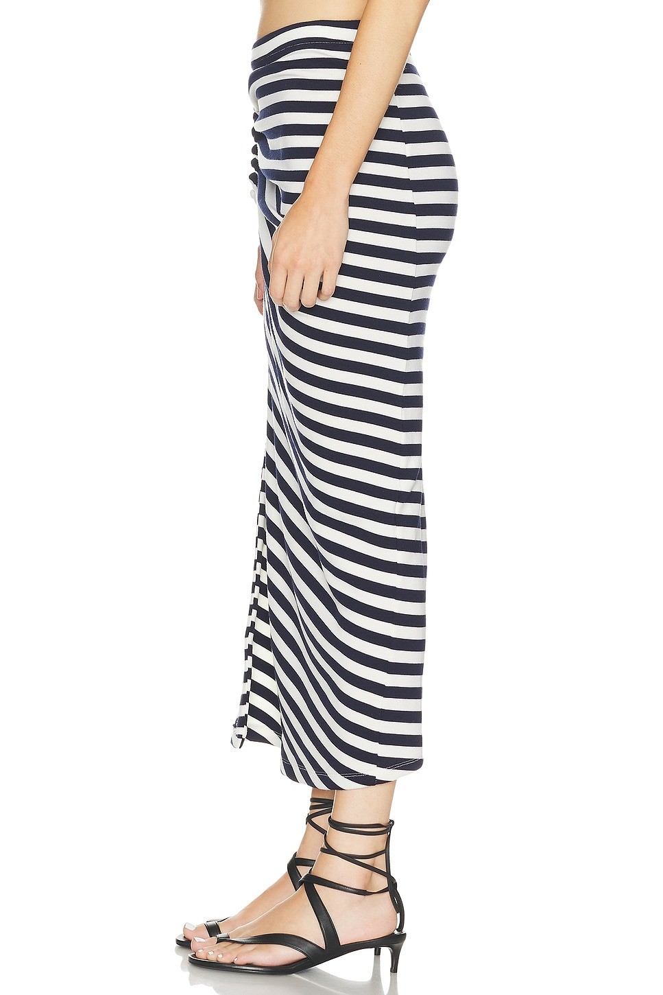 Striped Draped Midi Skirt - 4