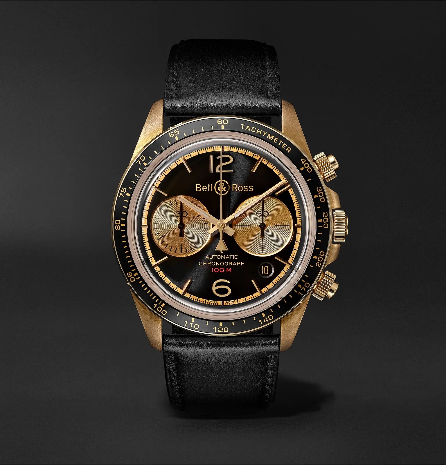 BR V2-94 Bellytanker Limited Edition Automatic Chronograph 41mm Bronze and Leather Watch - 1