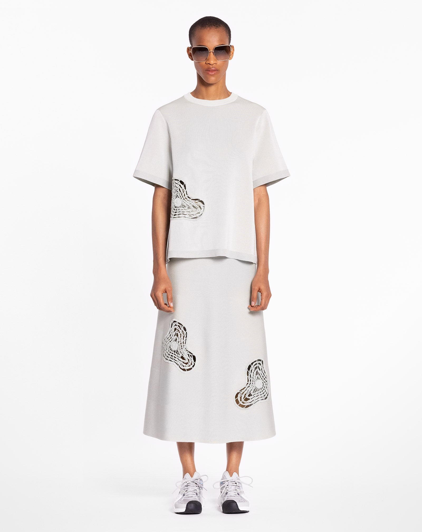 FLARE MIDI SKIRT IN VISCOSE AND MERINO - 2