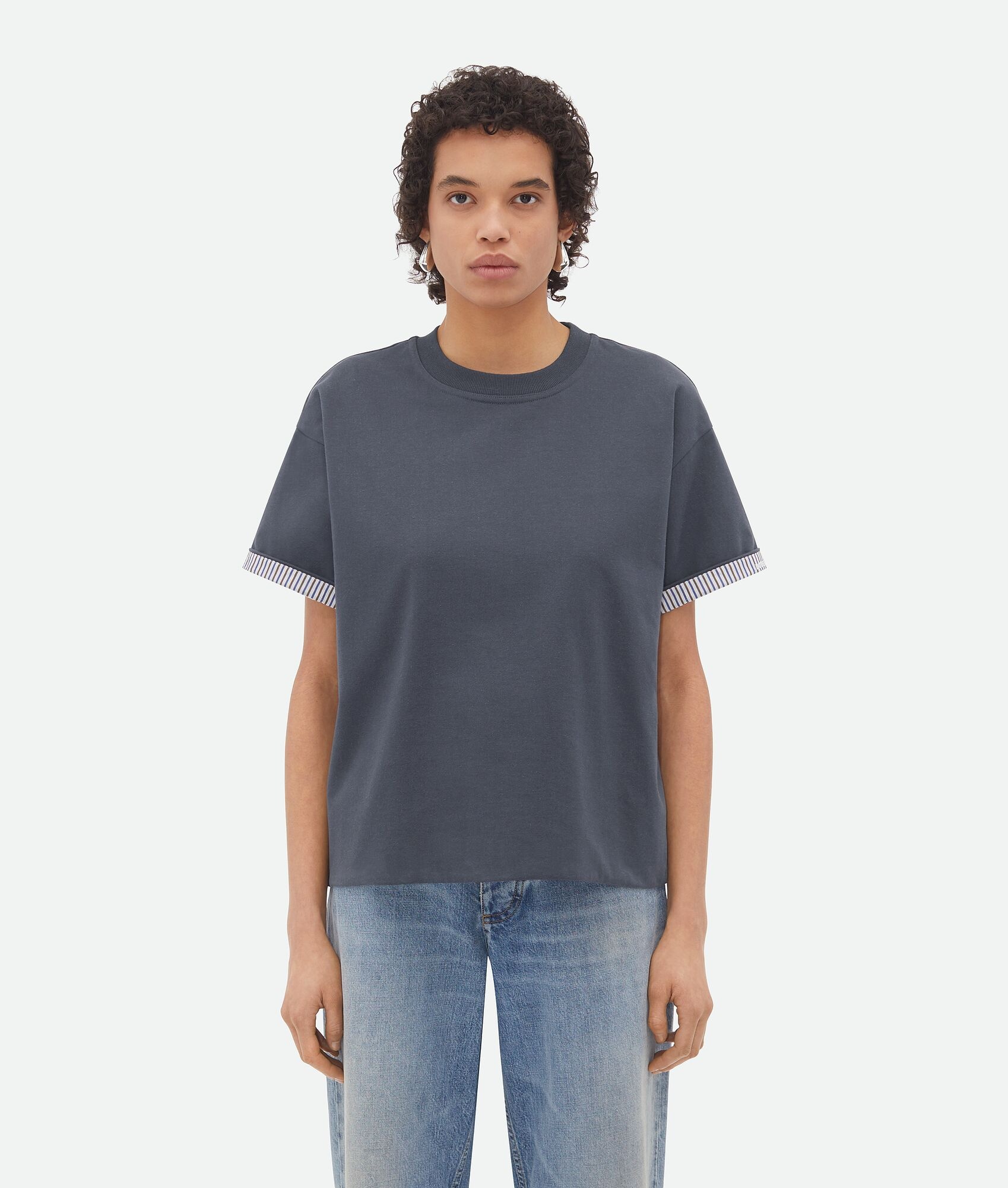 Double Layer Striped Cotton T-Shirt - 1