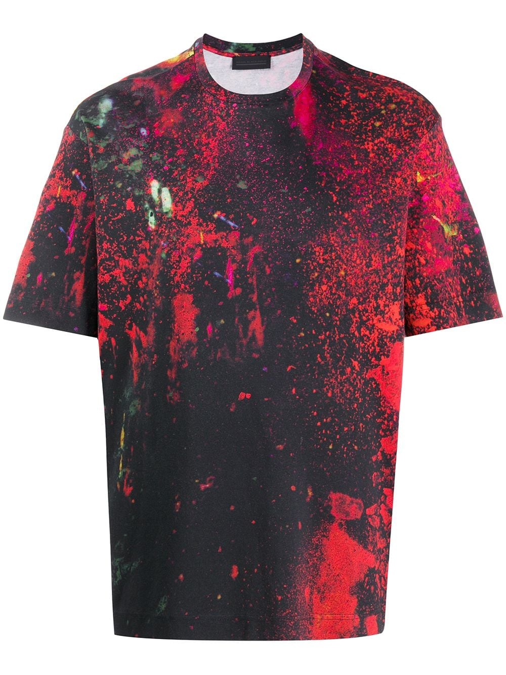 brush stroke print crew neck T-shirt - 1