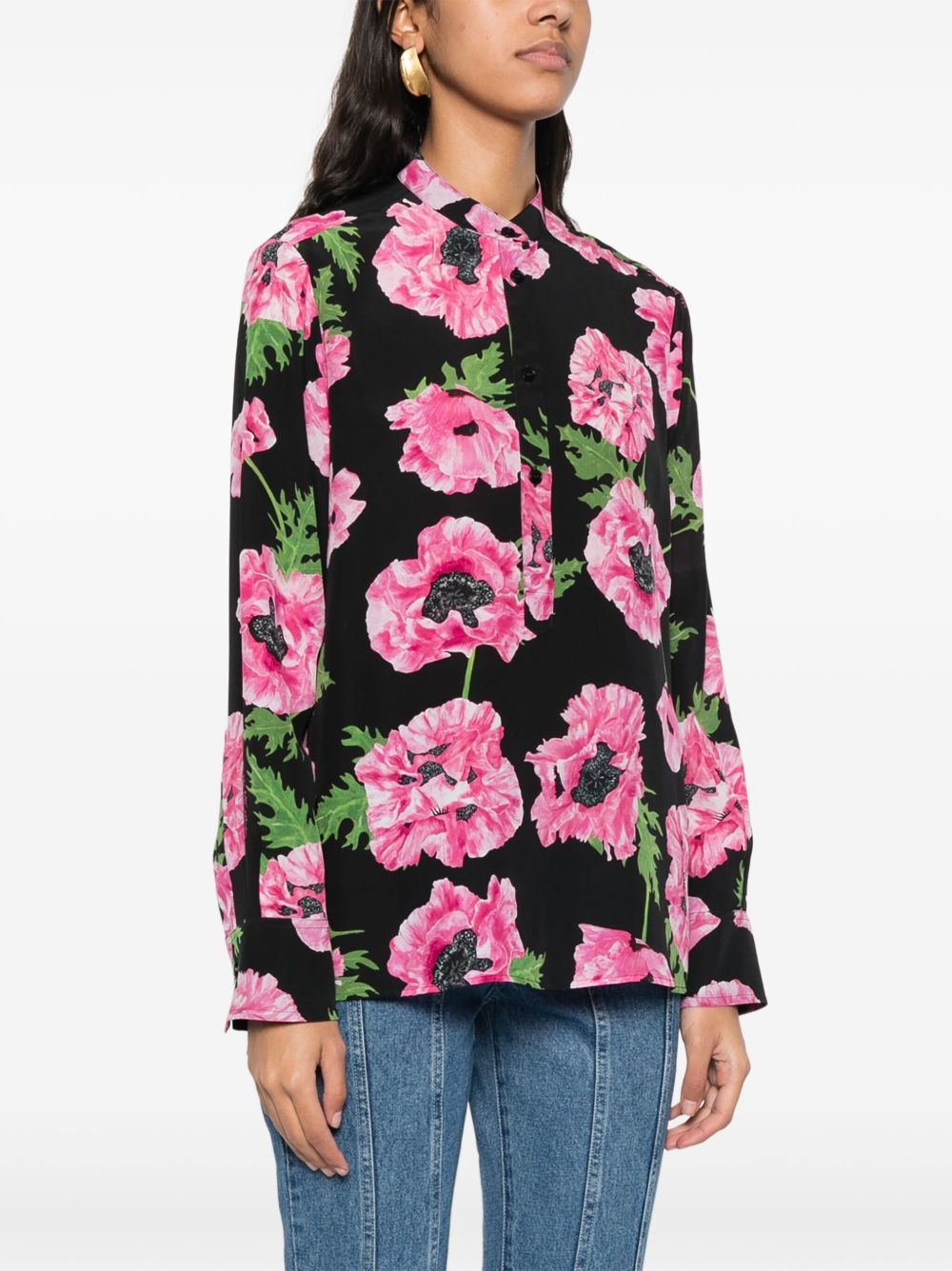 poppy-print shirt - 3