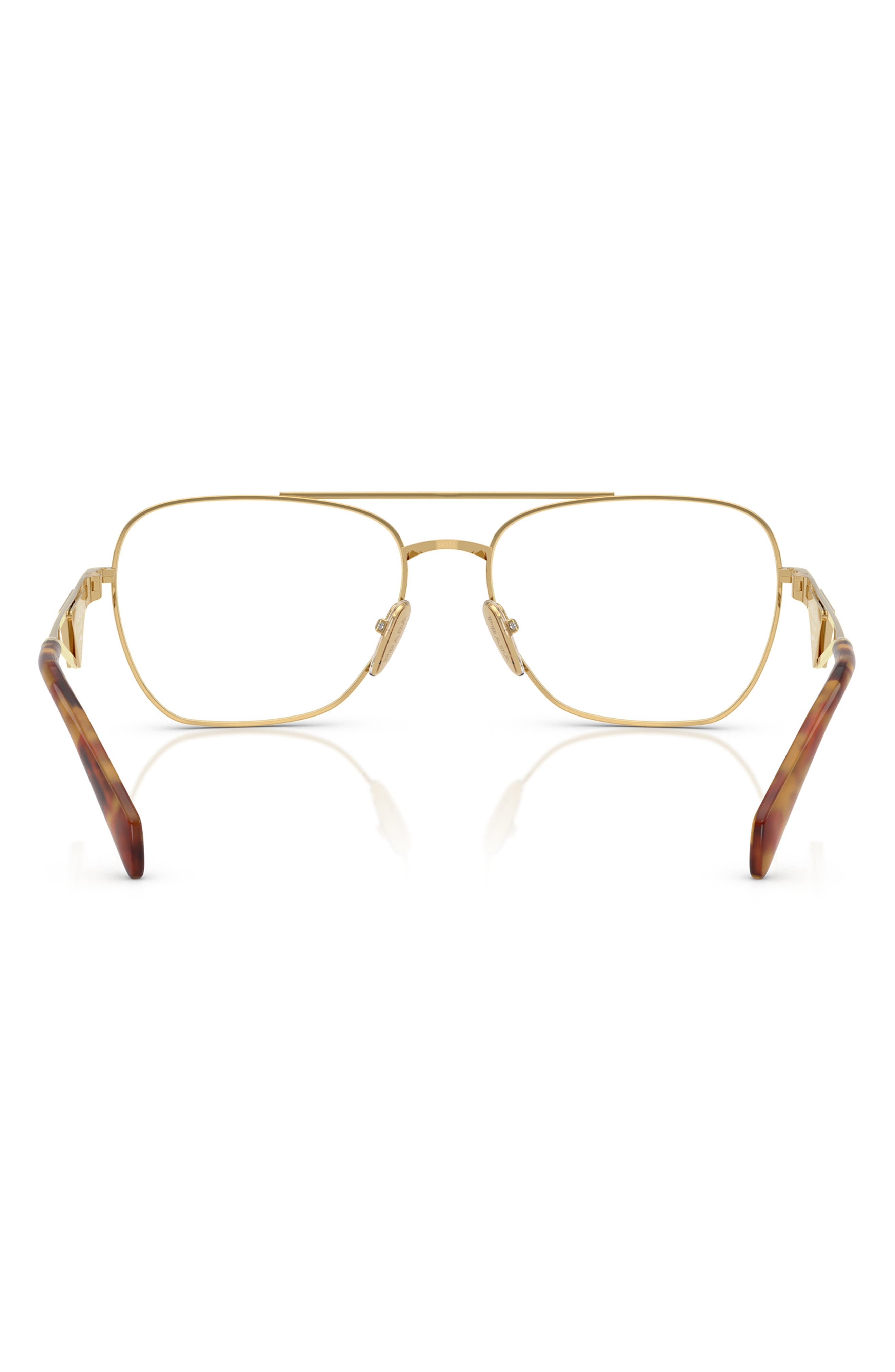 Prada 59mm Pilot Optical Glasses in Gold at Nordstrom - 4