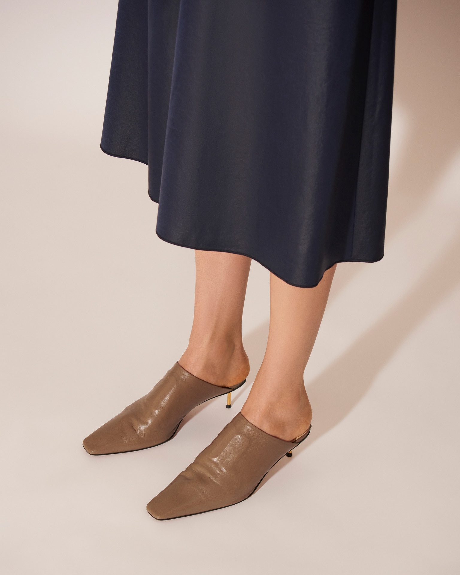 VILMA - Leather mules - Gray - 4