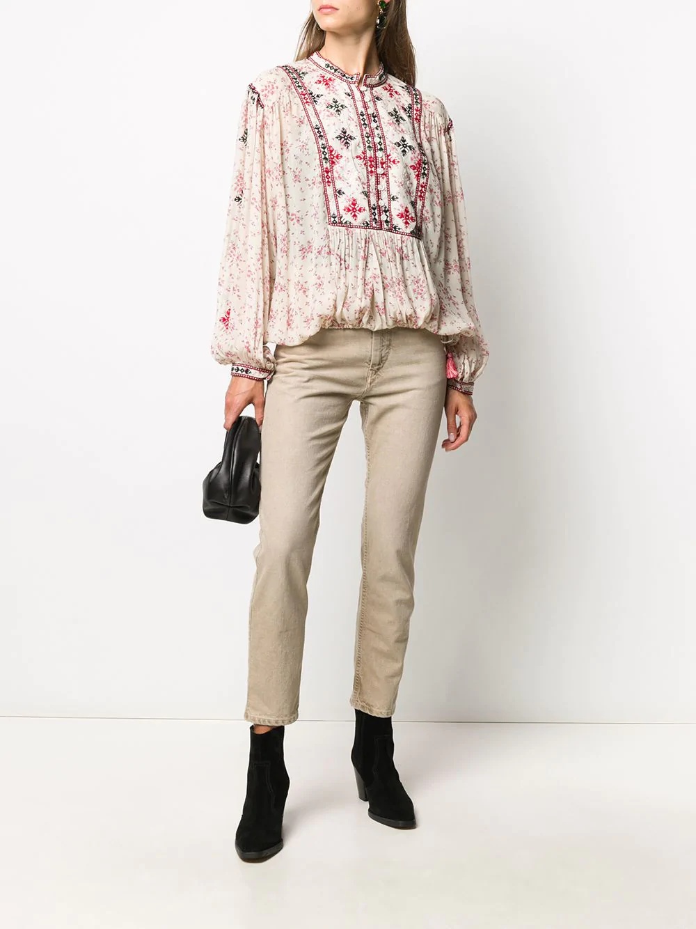 embroidered floral-print blouse - 2