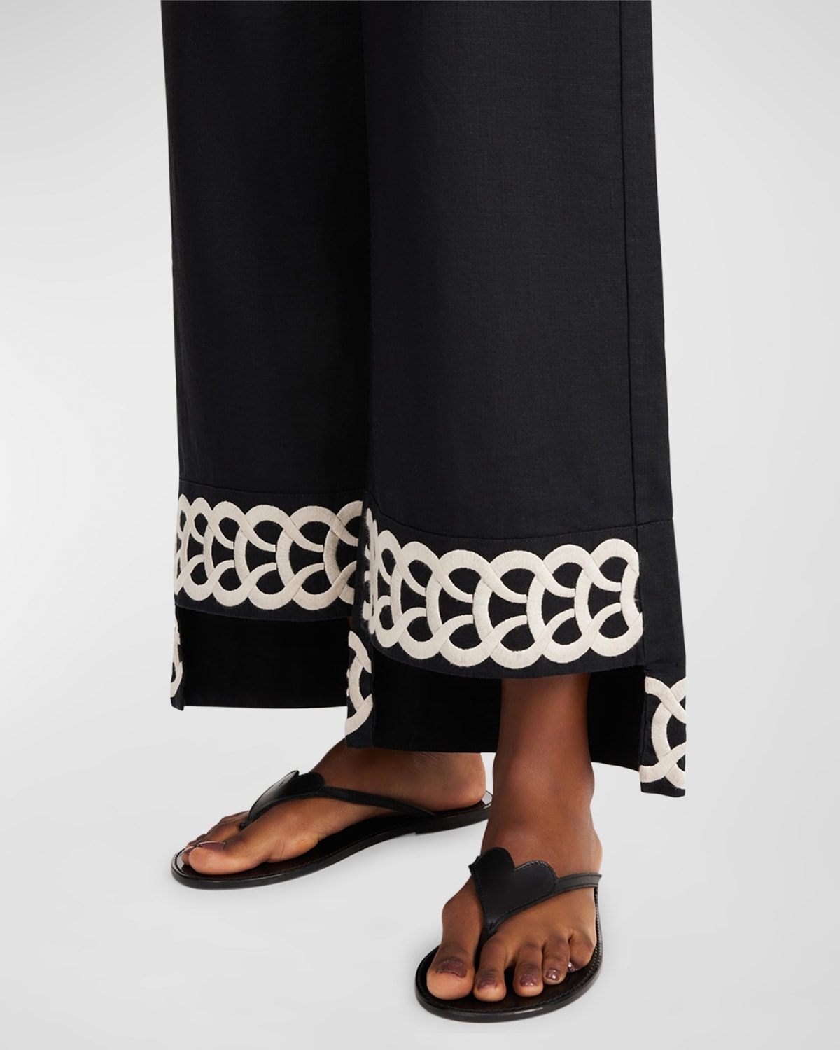 Mirabellos Embroidered Linen Step Pants - 4