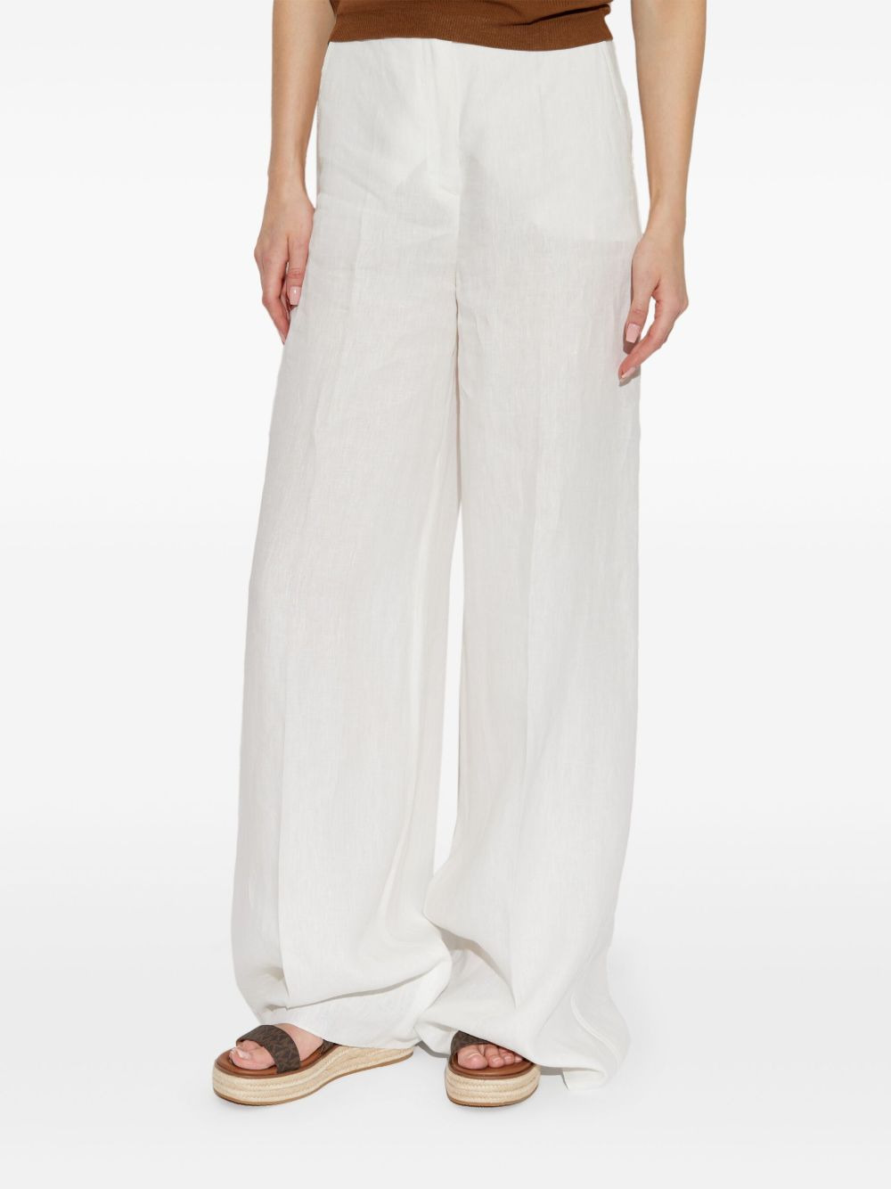 Max Mara Women Linen Wide-Leg Trousers - 3