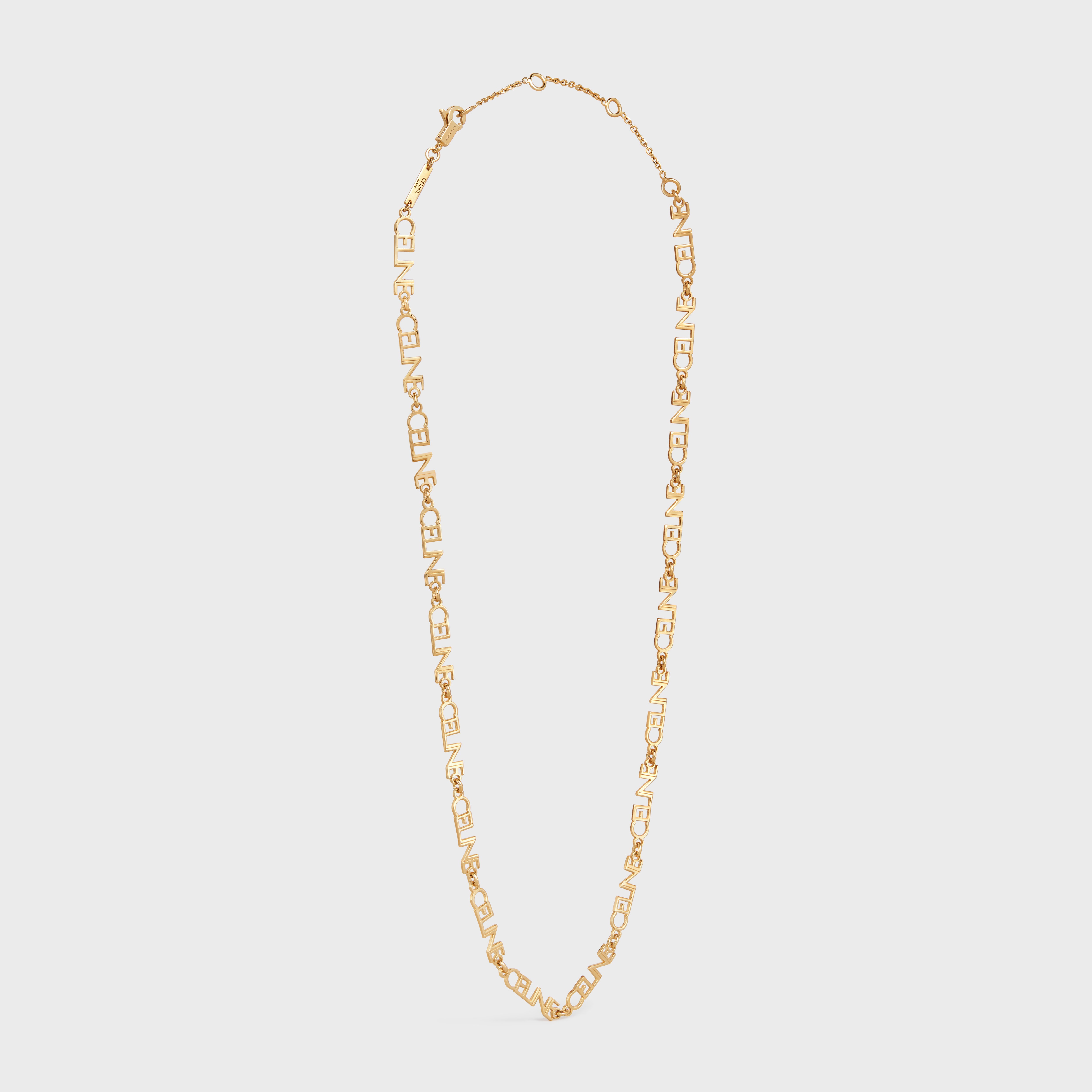 Celine Multi Logo Necklace in Brass with Gold Finish - 3