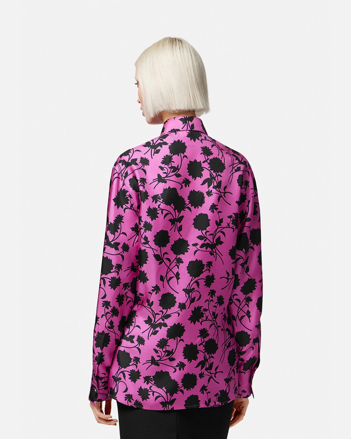 Floral Silhouette Silk Shirt - 4