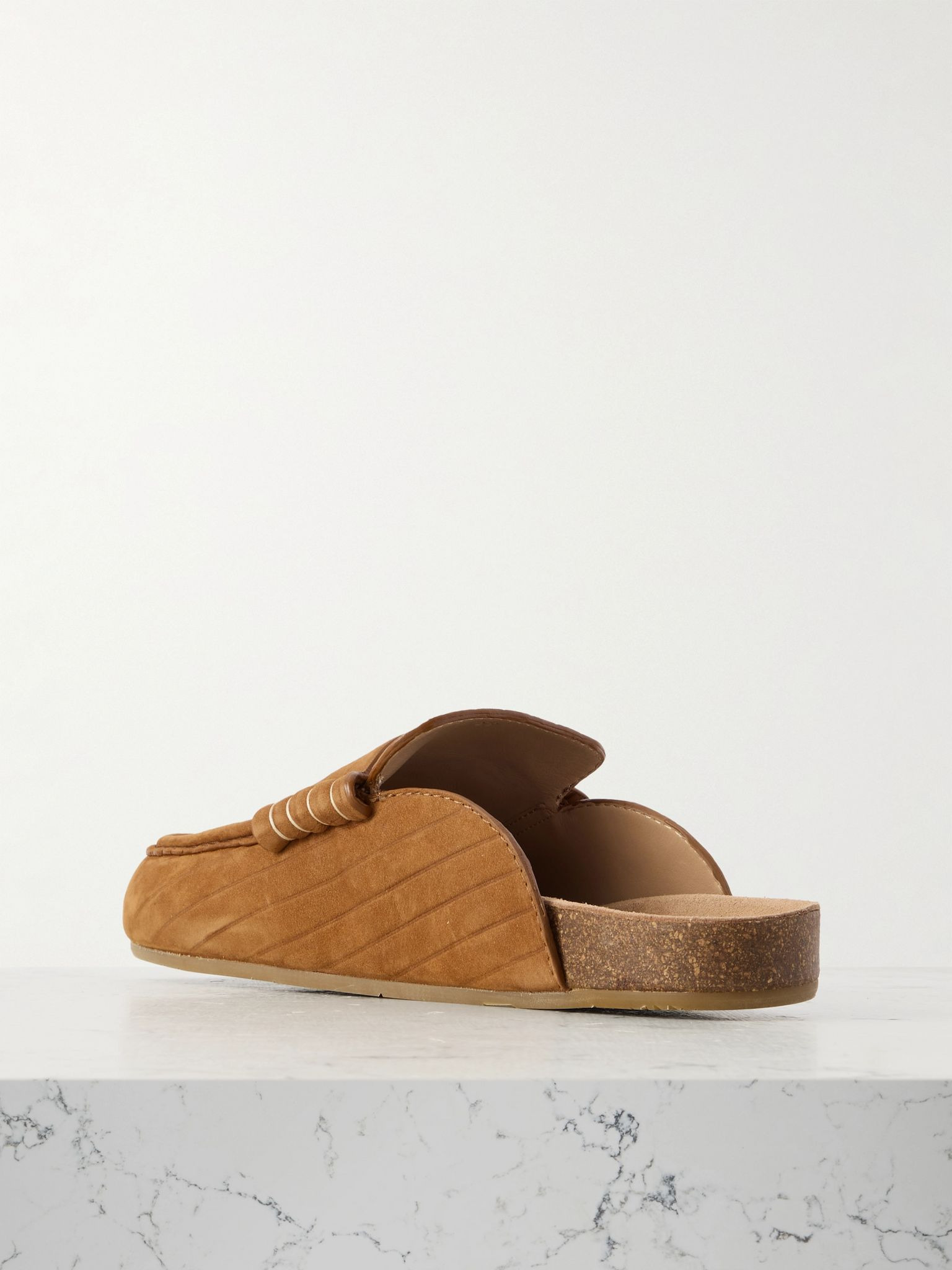 Stitch ribbed nubuck mules Camel - 3