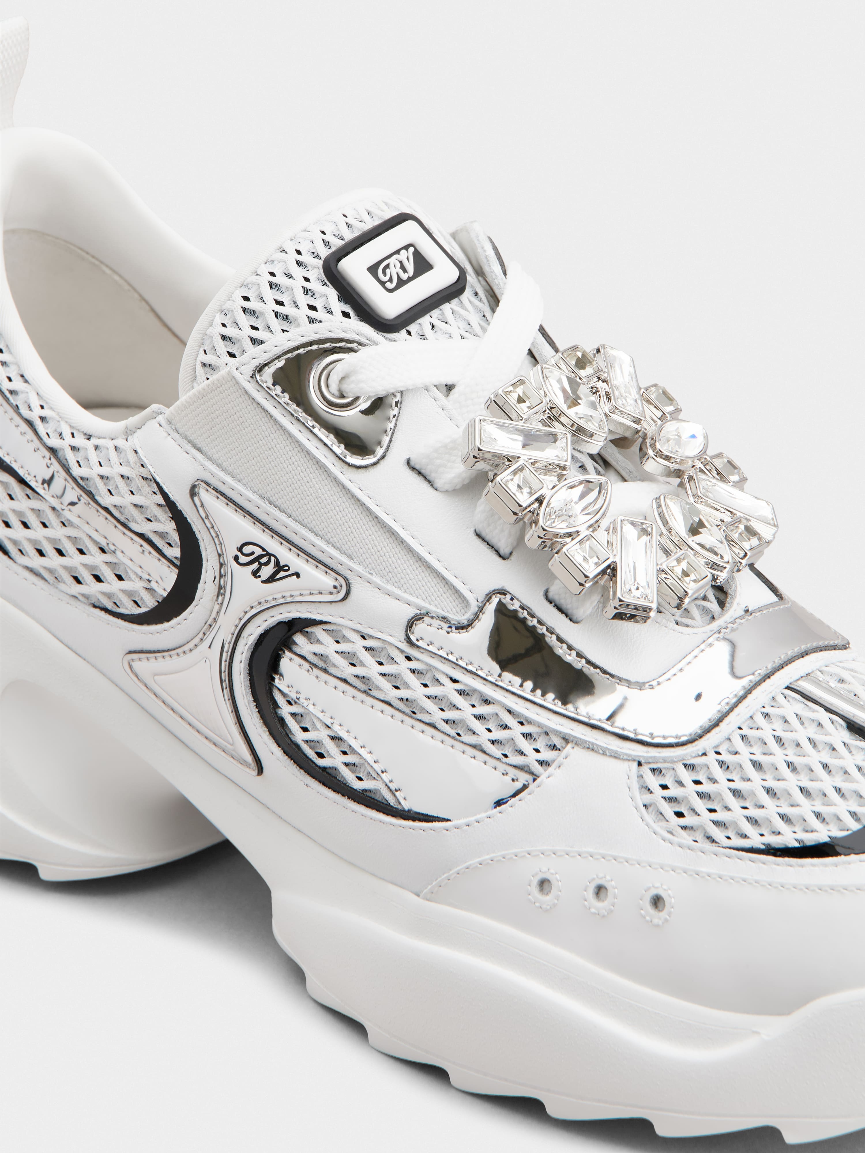 Roger Vivier Viv' on the Run Sneakers in leather and fabric