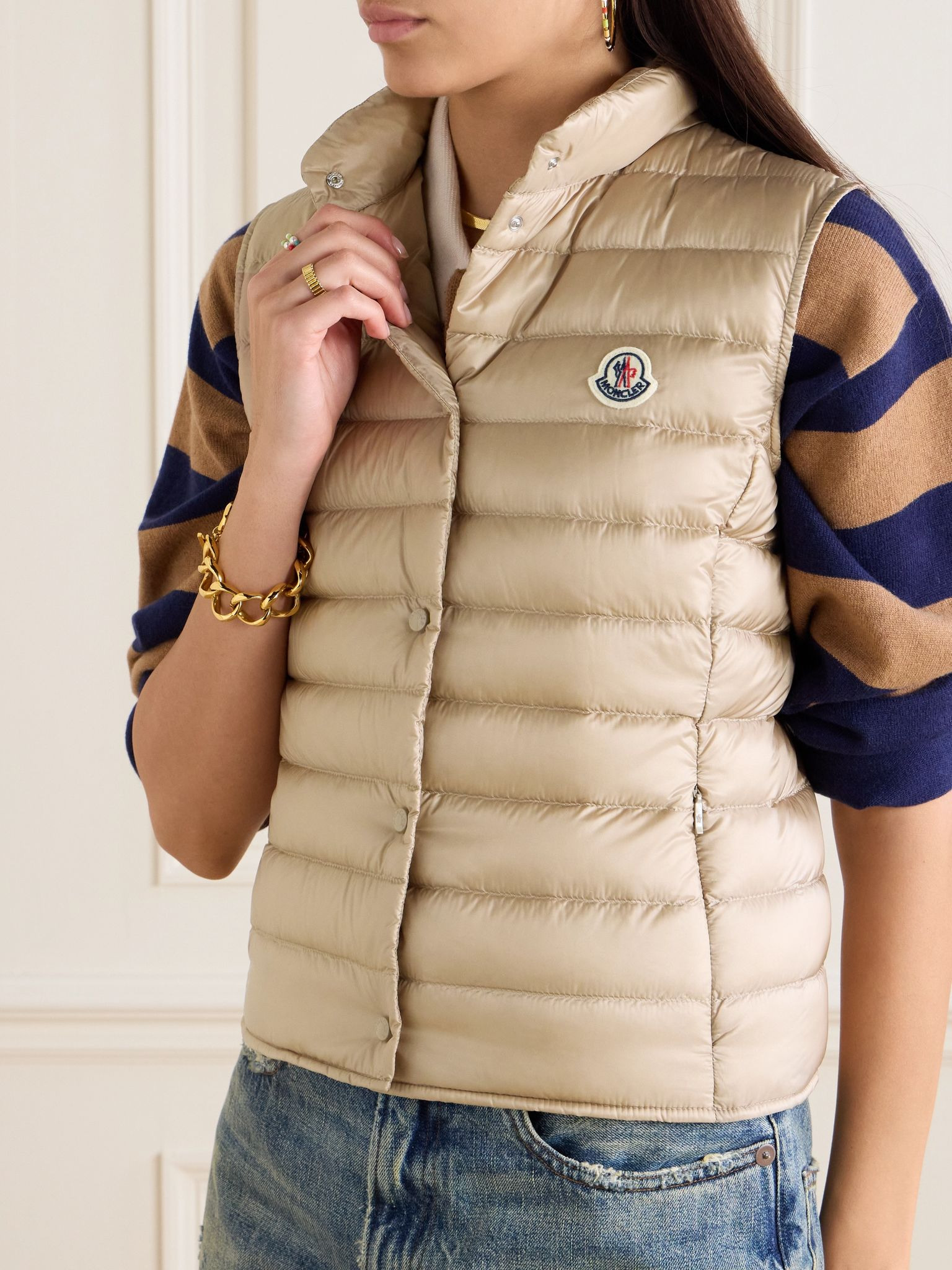 Liane quilted appliquéd shell down vest Beige - 3