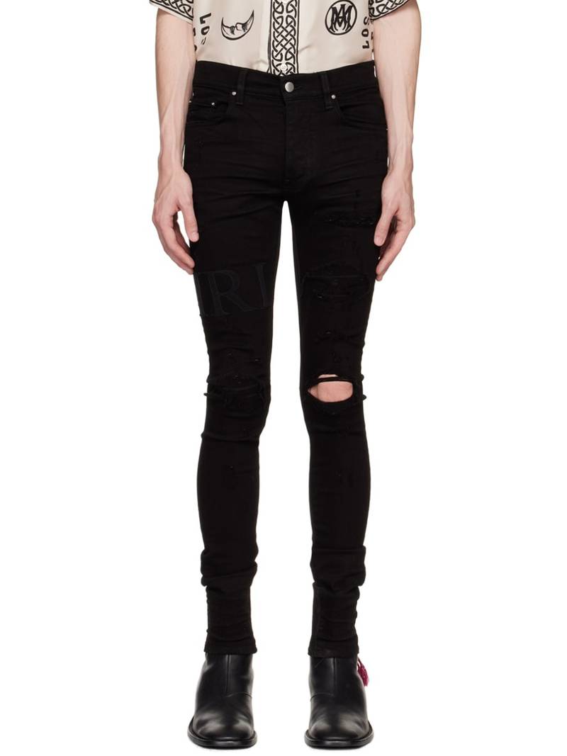 distressed-finish slim-cut jeans - 1