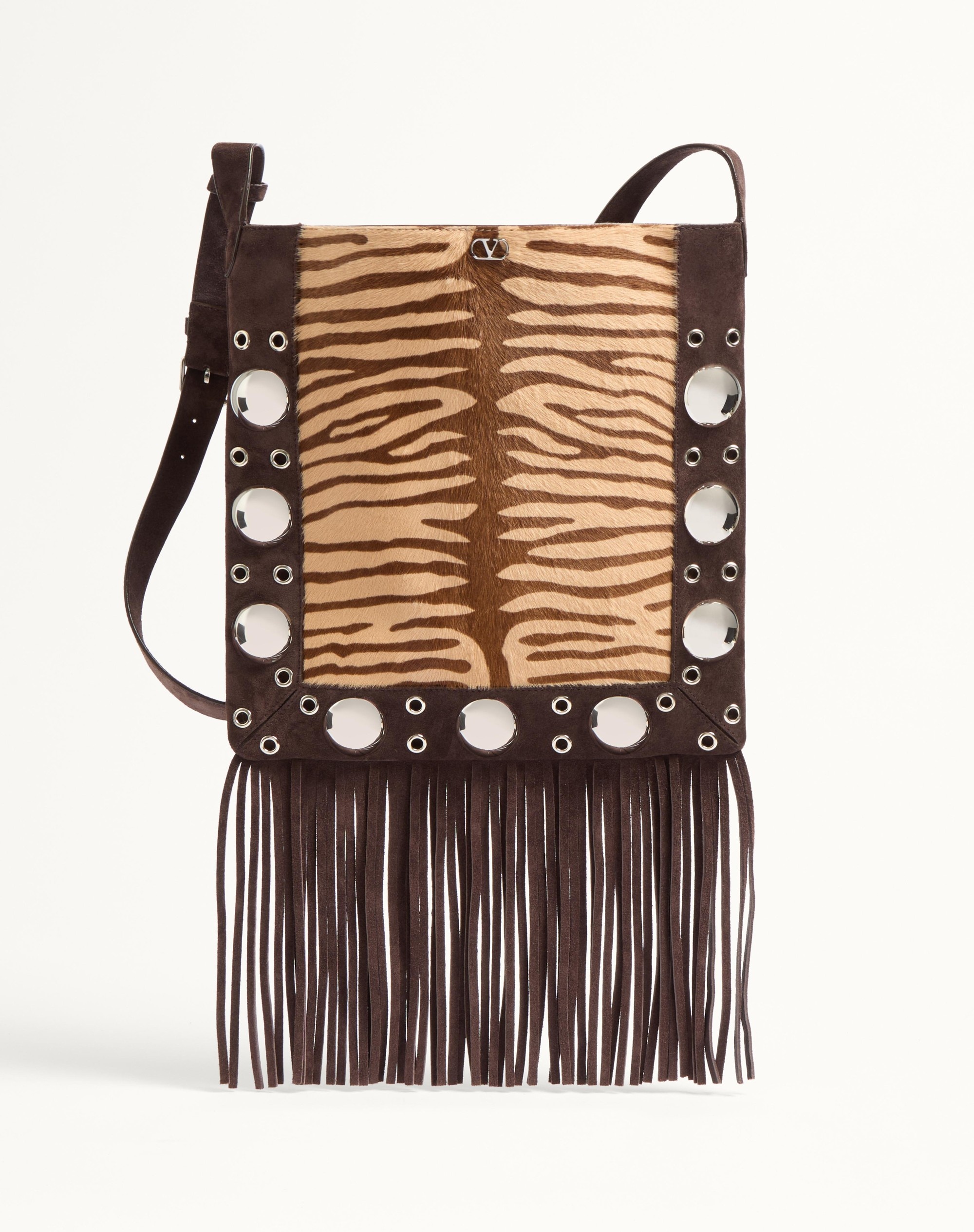 VALENTINO GARAVANI NELLCÔTE SHOULDER BAG IN ANIMALIER PONY-EFFECT CALFSKIN WITH FRINGES - 1