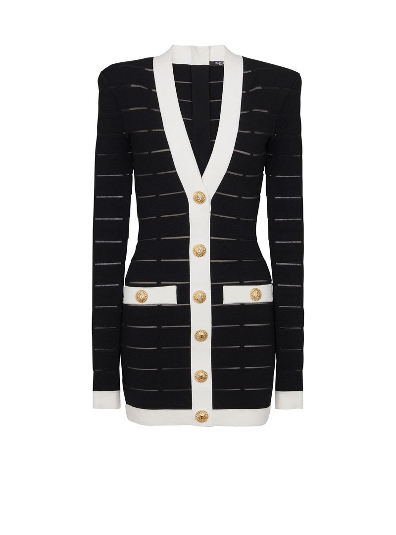 Two-tone knit dress with buttons 1