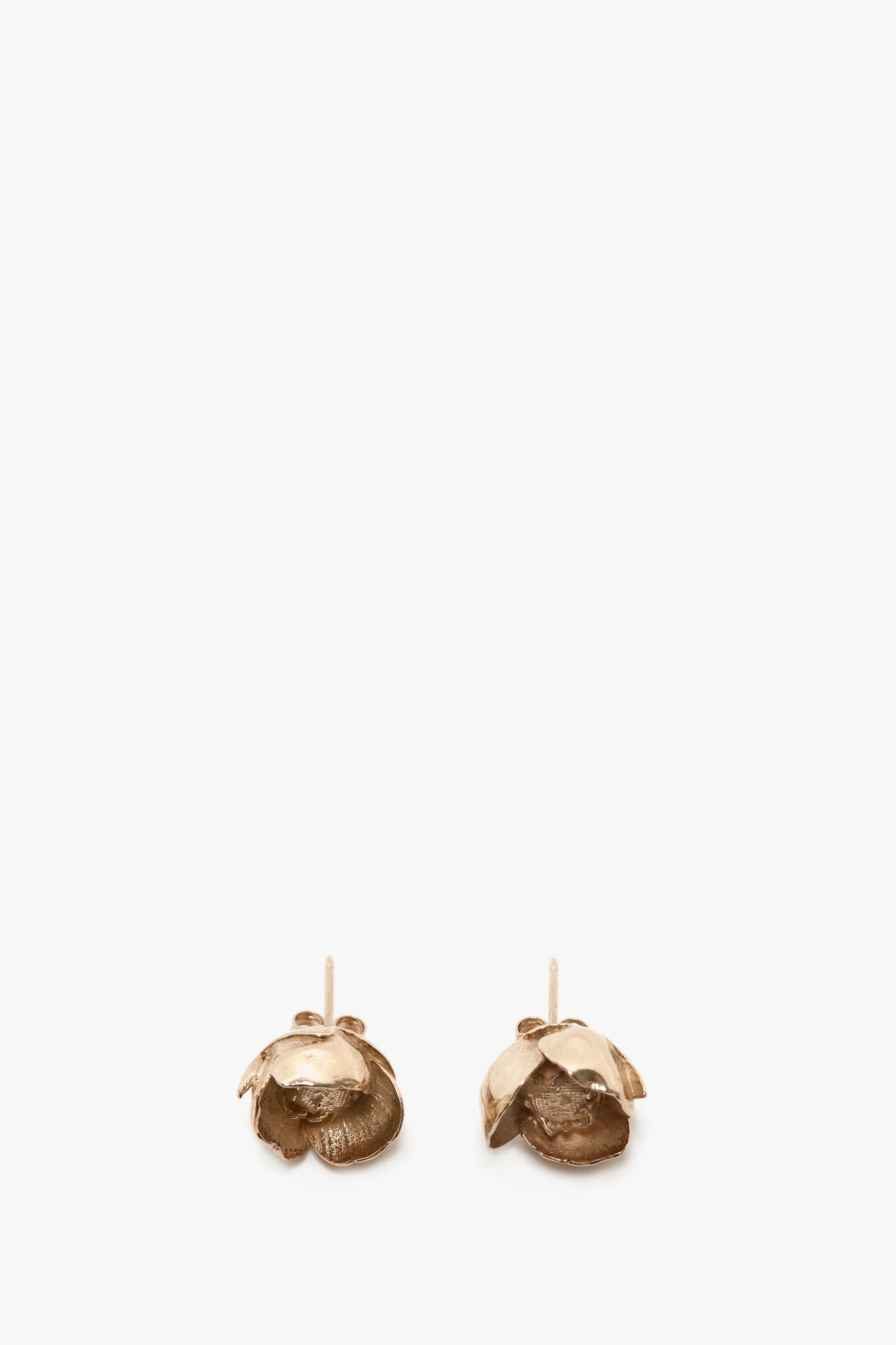 Exclusive Camellia Flower Stud Earrings In Gold - 3