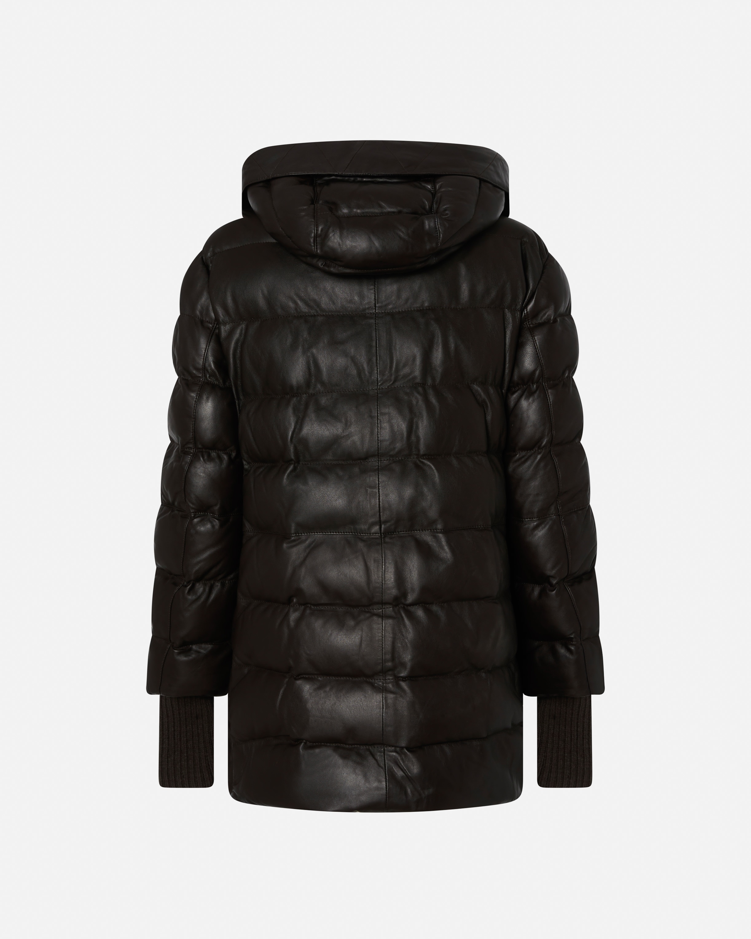 PADDED LEATHER PUFFER WITH HOOD - 6
