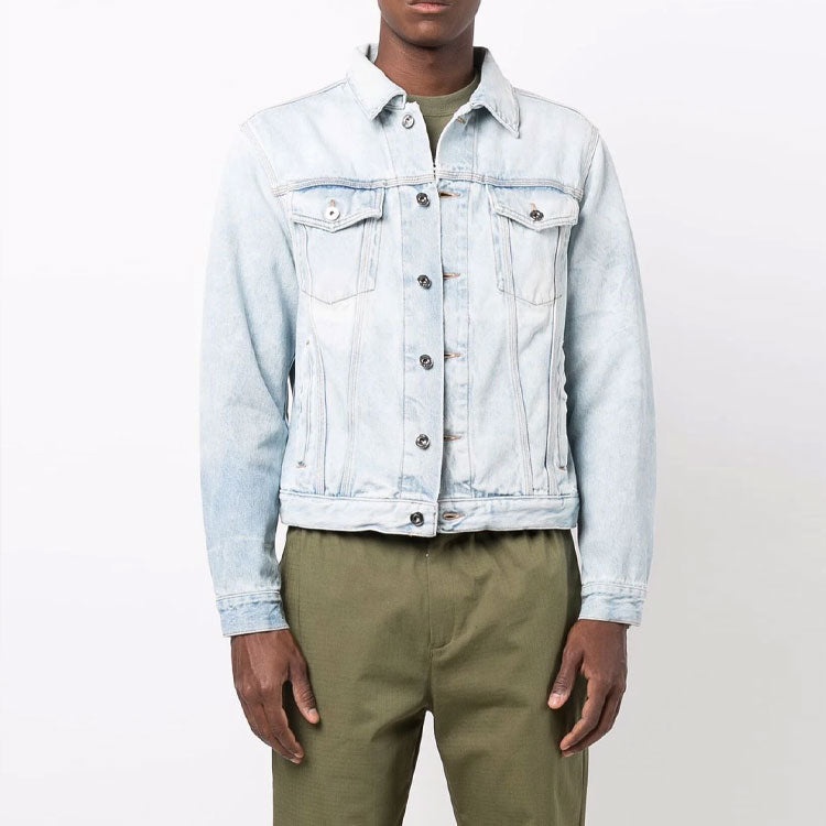 Off-White FW21 Arrow Printing Denim Jacket Version Blue OMYE054F21DEN0014001 - 2