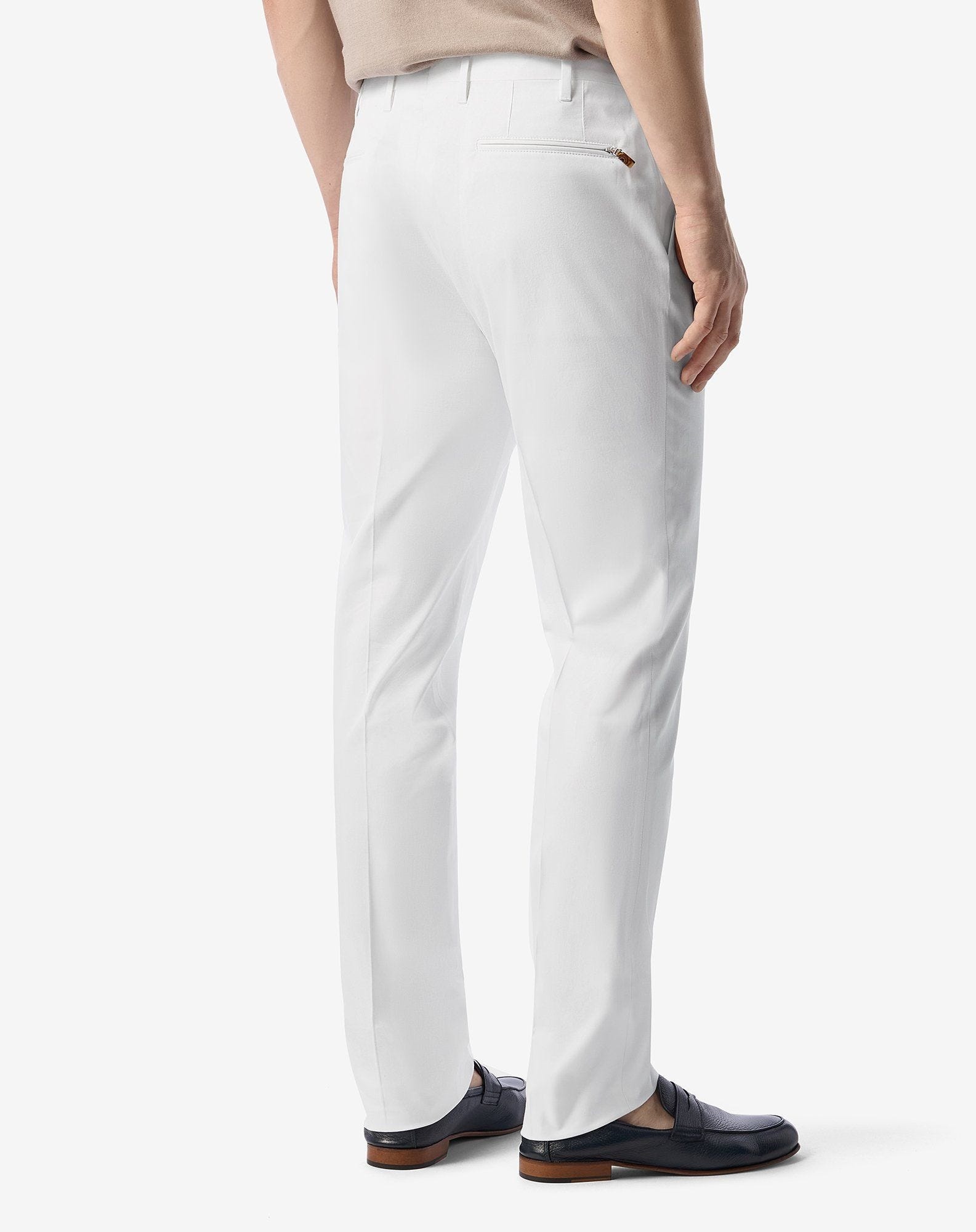 White stretch cotton gabardine trousers - 4