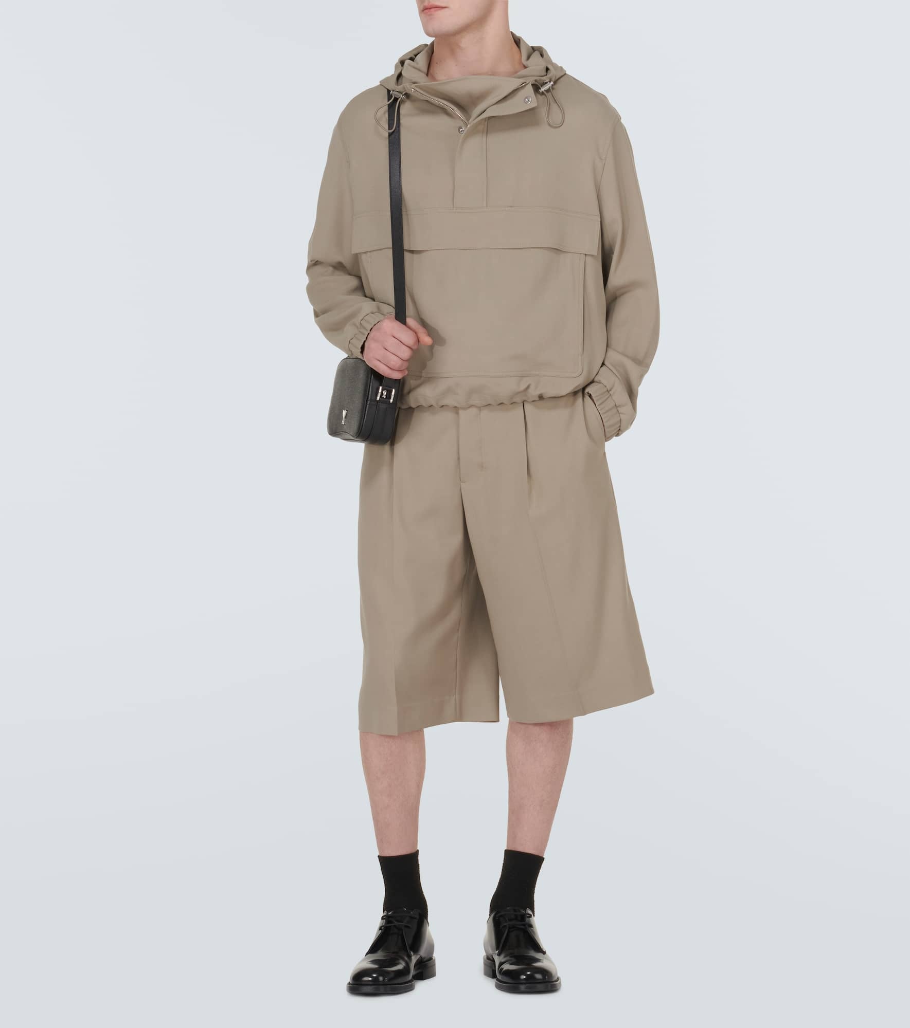 Hooded half-zip twill jacket - 2