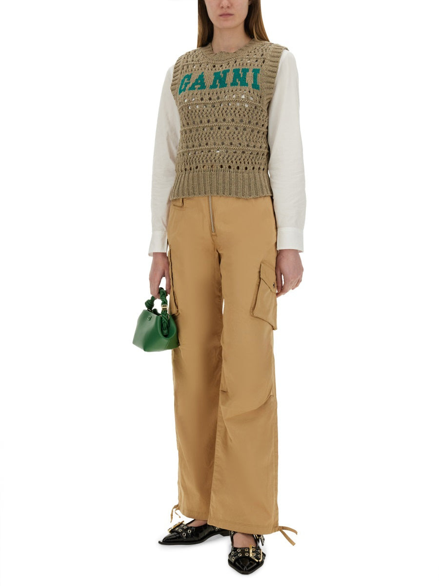 Ganni Women Cotton Twill Cargo Pants - 2