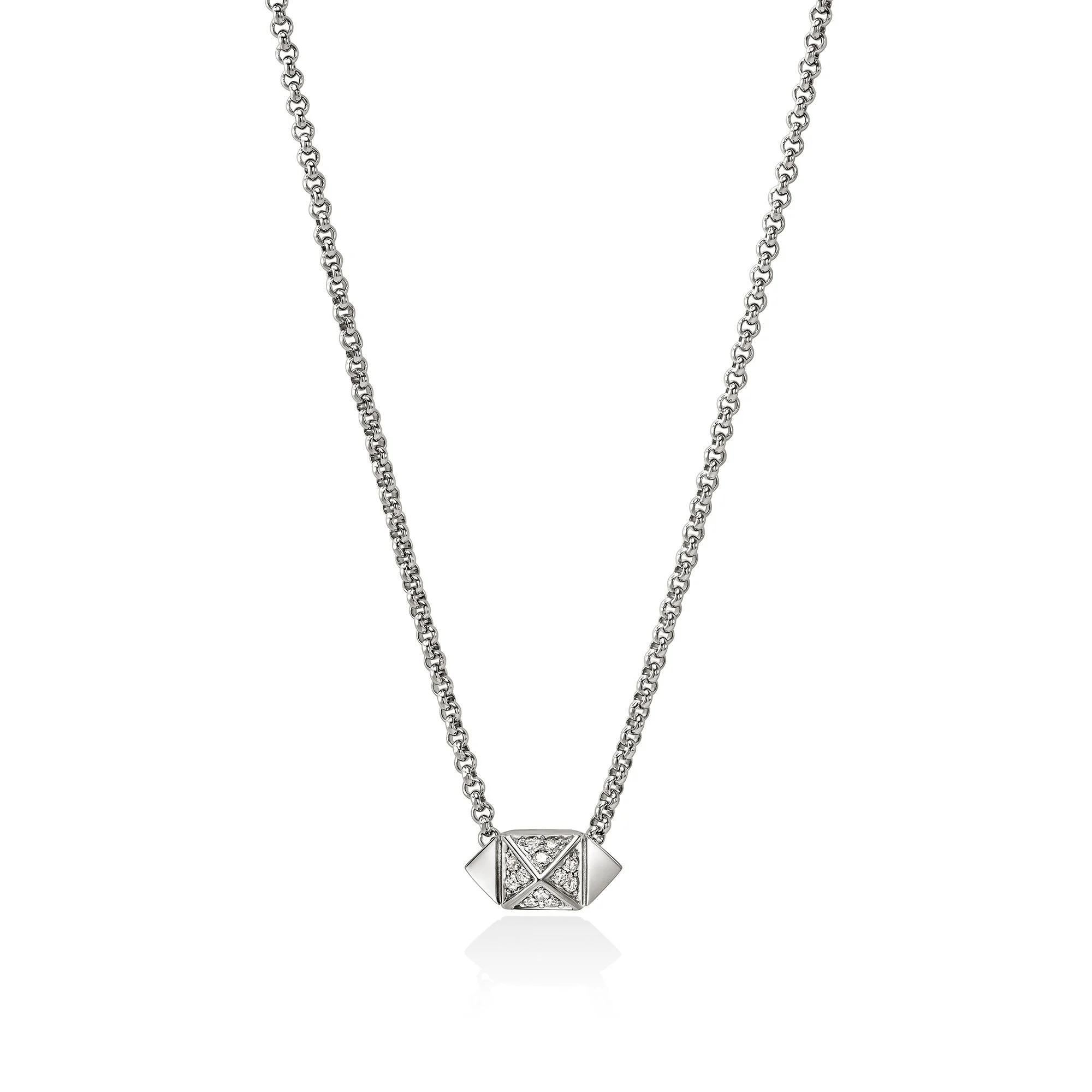Icon Stud Necklace, Sterling Silver, Diamonds, 1.5MM - 1