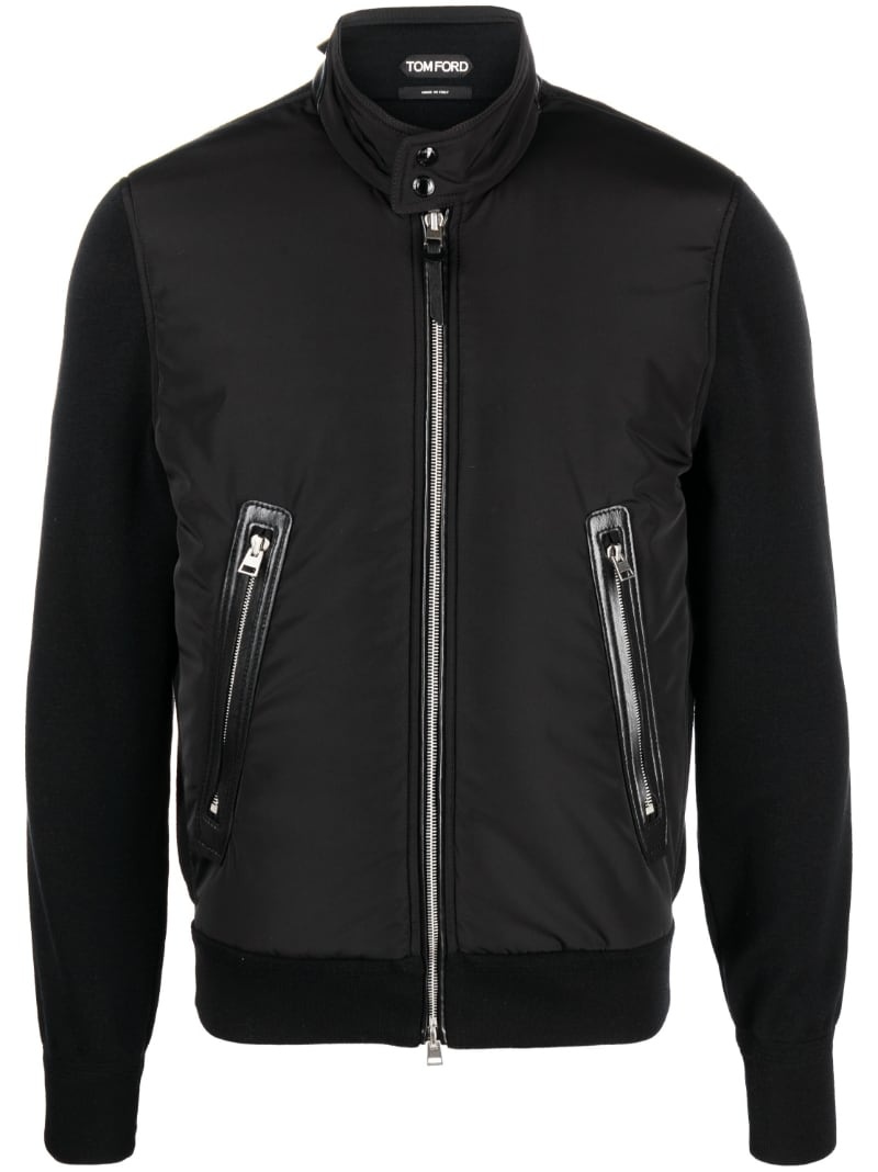 zip-fastening bomber jacket - 1