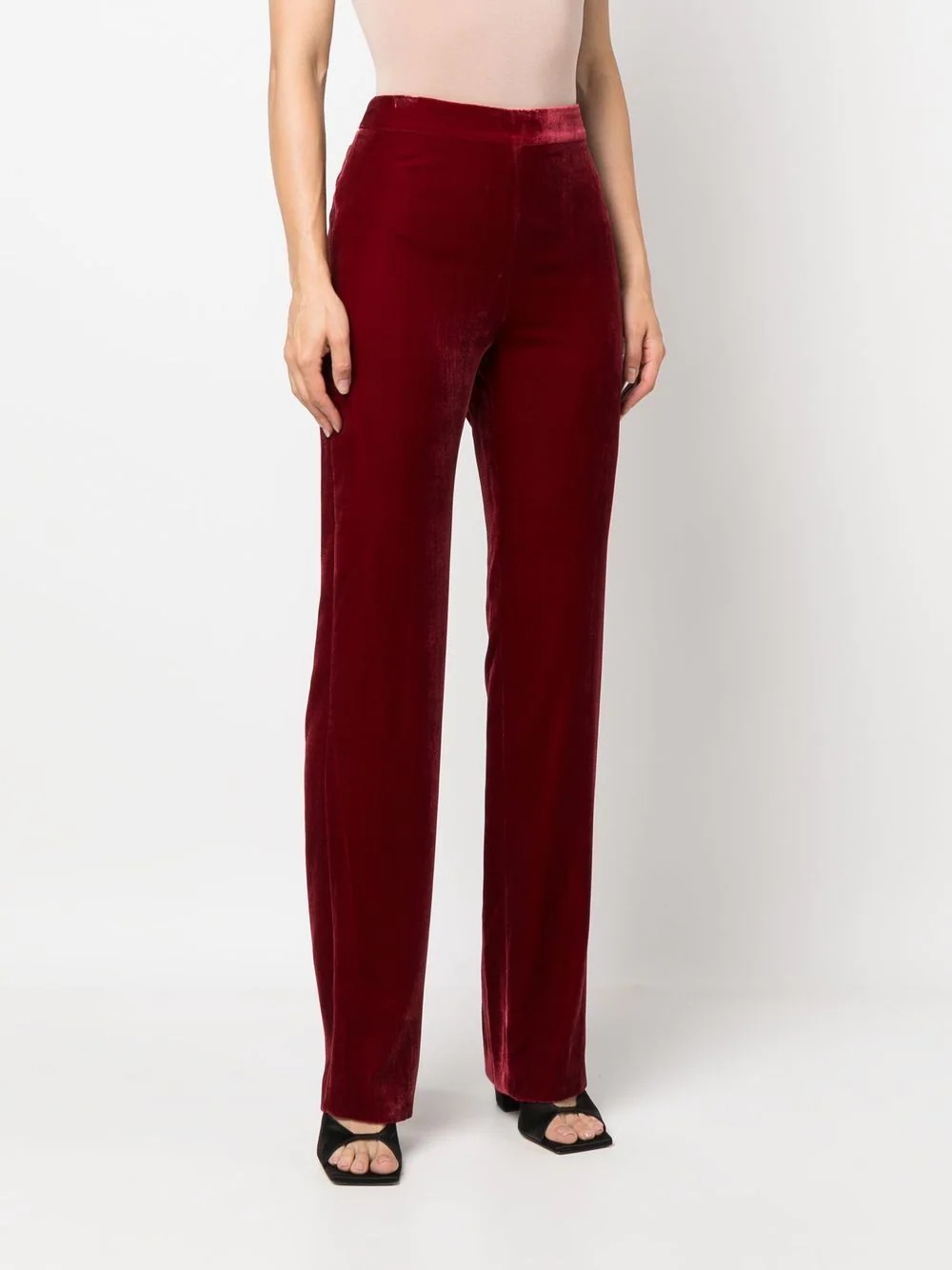 velvet high-waisted trousers - 3