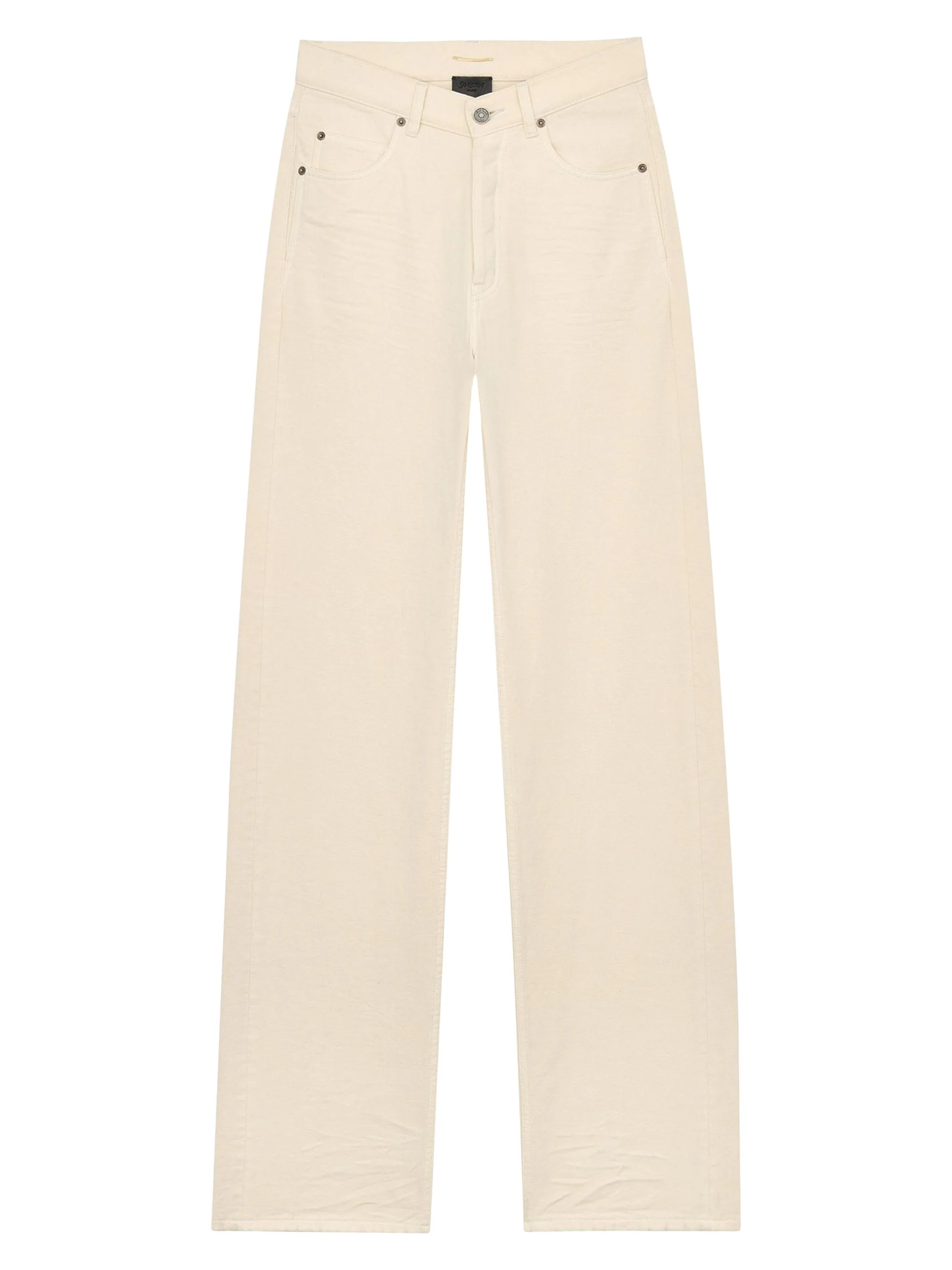 Women's V-Waist Long Baggy Jeans - French Vanilla - 1
