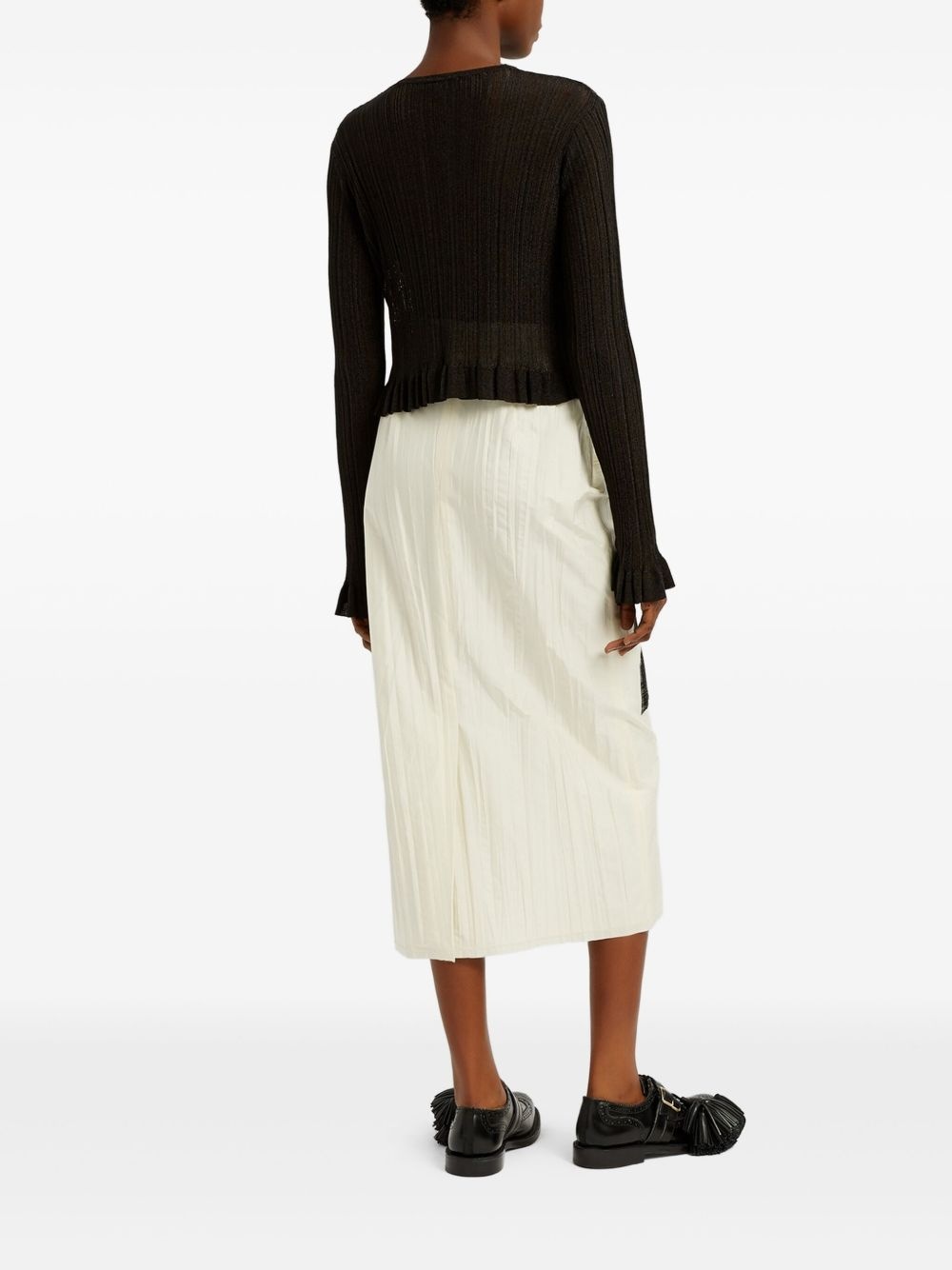 ruffle-detail cropped cardigan - 4