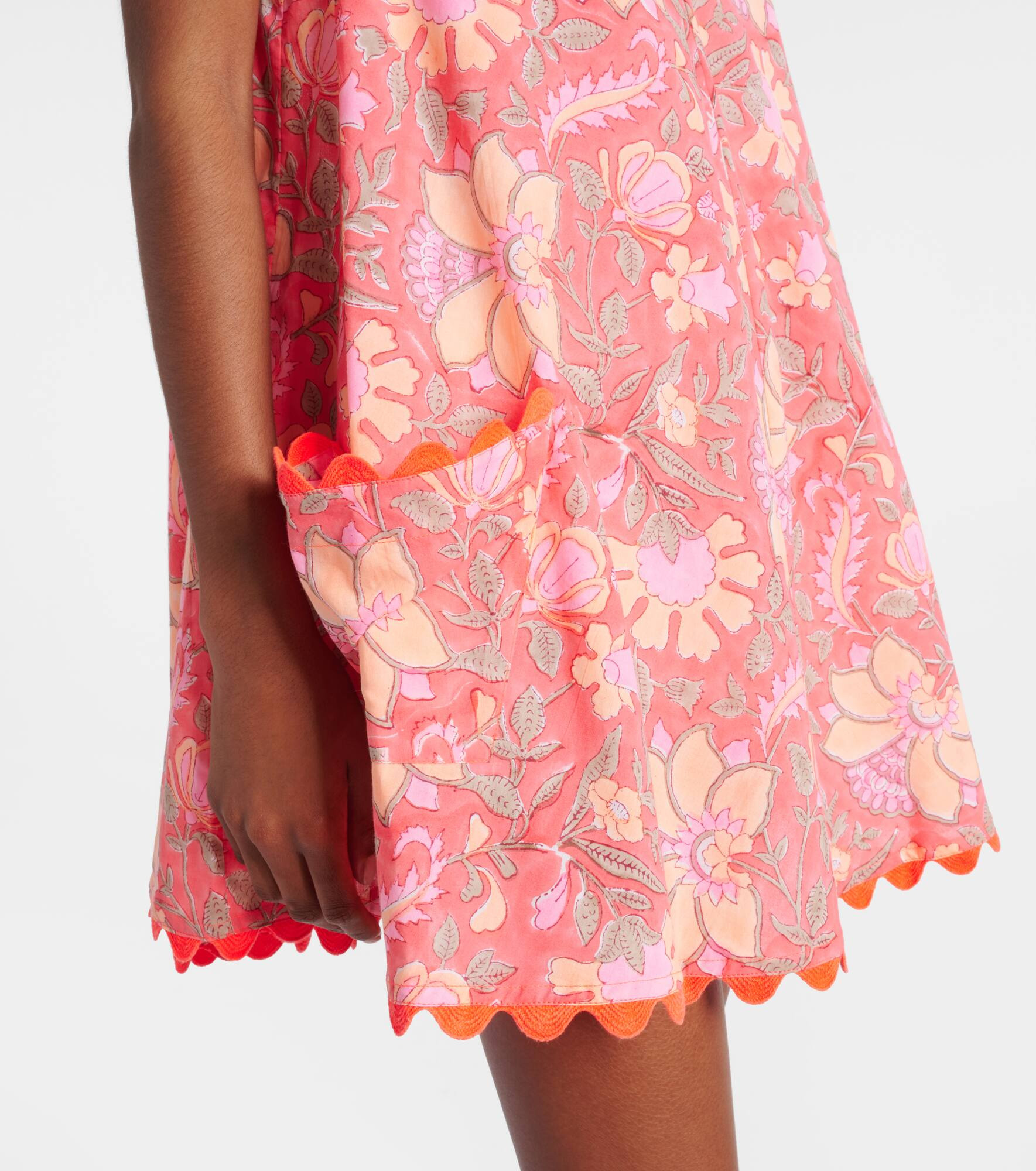 Floral scalloped cotton minidress - 5