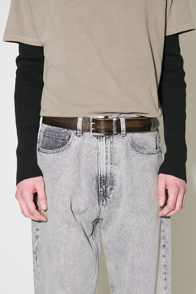 4 cm Double Tongue Belt Black Vintage Leather 3