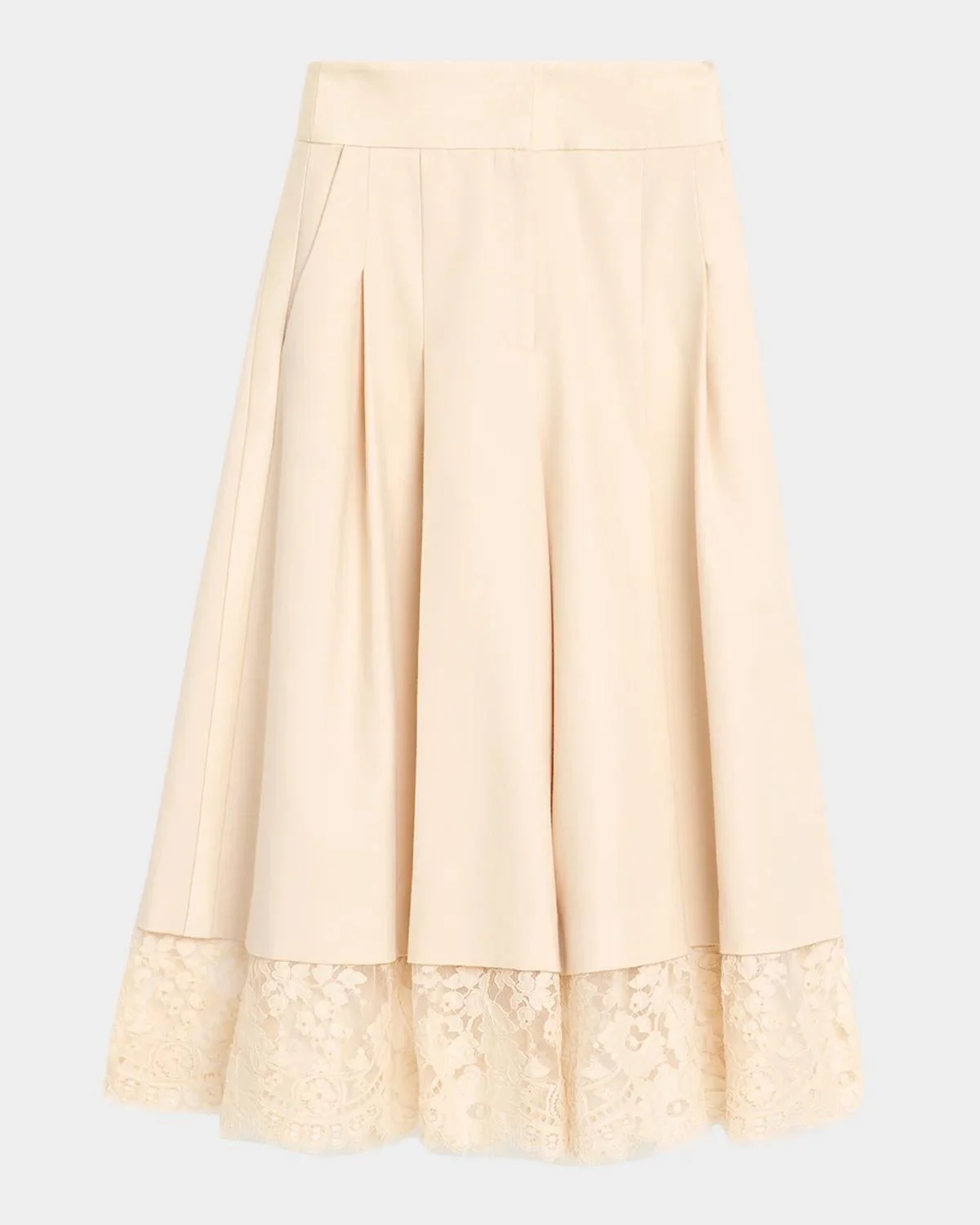Valiant Lace-Hem Stretch-Wool Skirt - 1