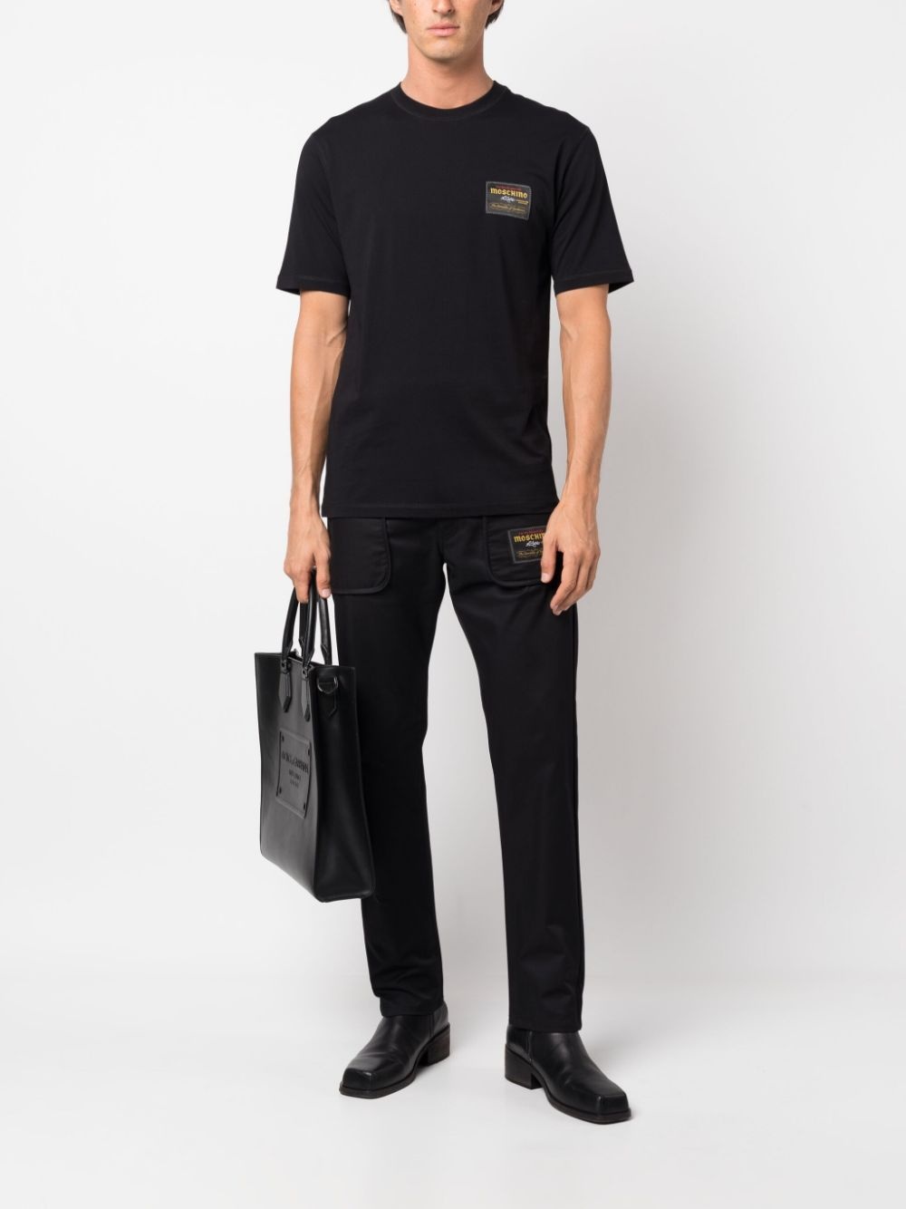 logo-patch straight-leg trousers - 2