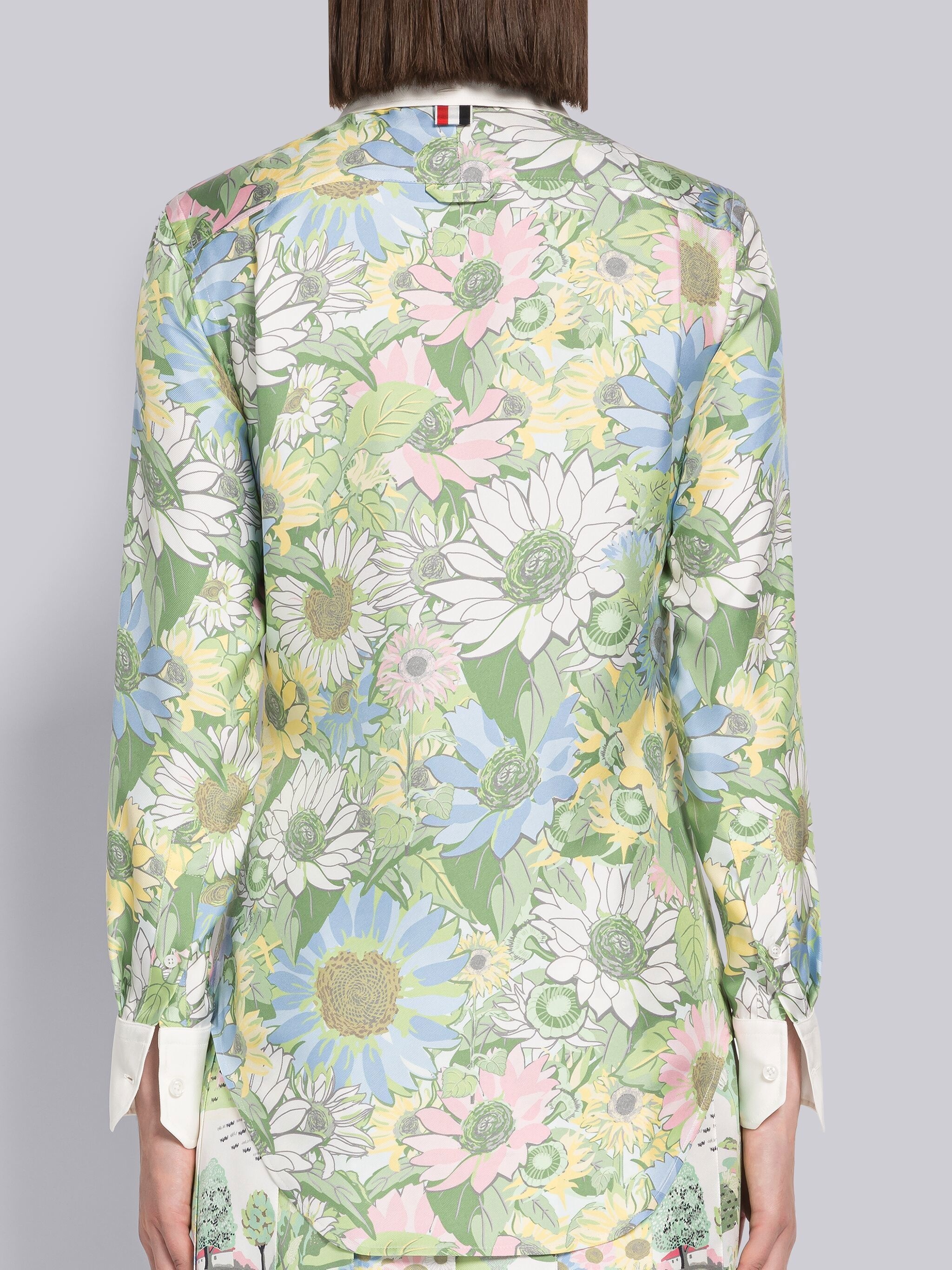 Floral Silk Twill Round Collar Shirt - 4