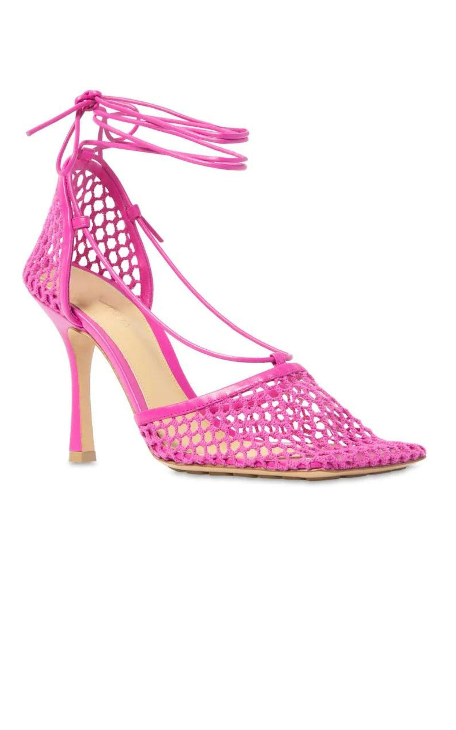 Leather Stretch Lace-up Pumps - 3