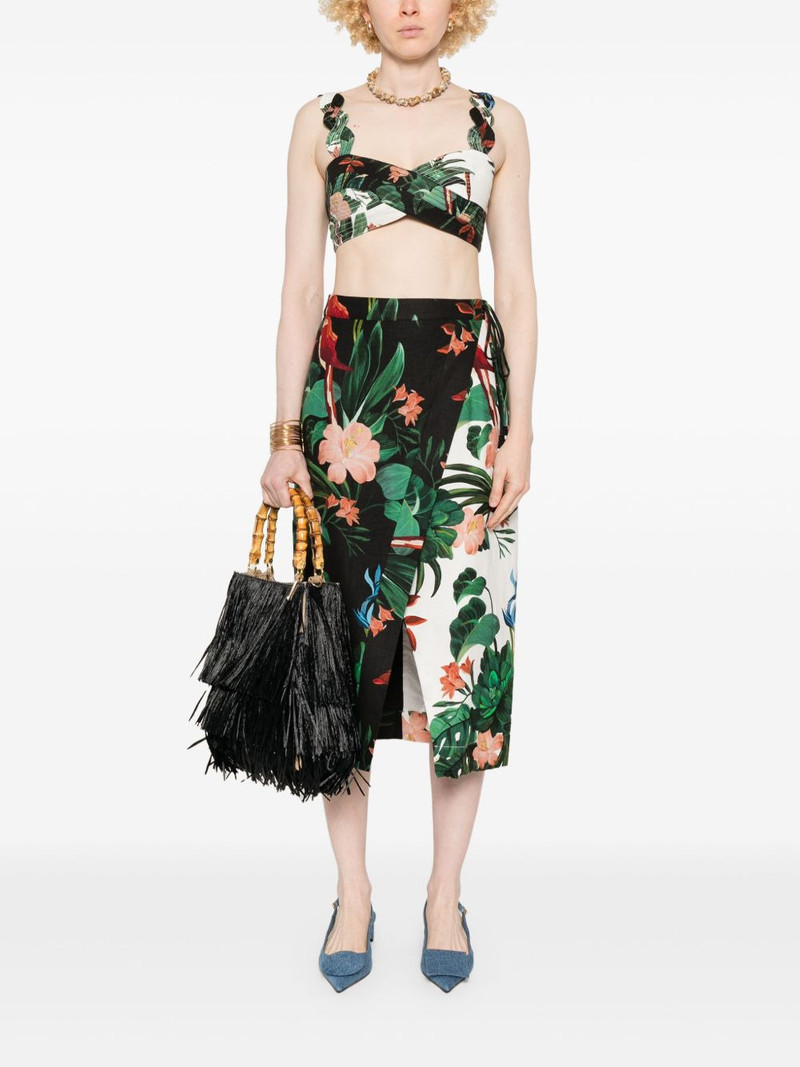 FARM RIO Midnight Macaw Fiesta midi skirt outlook