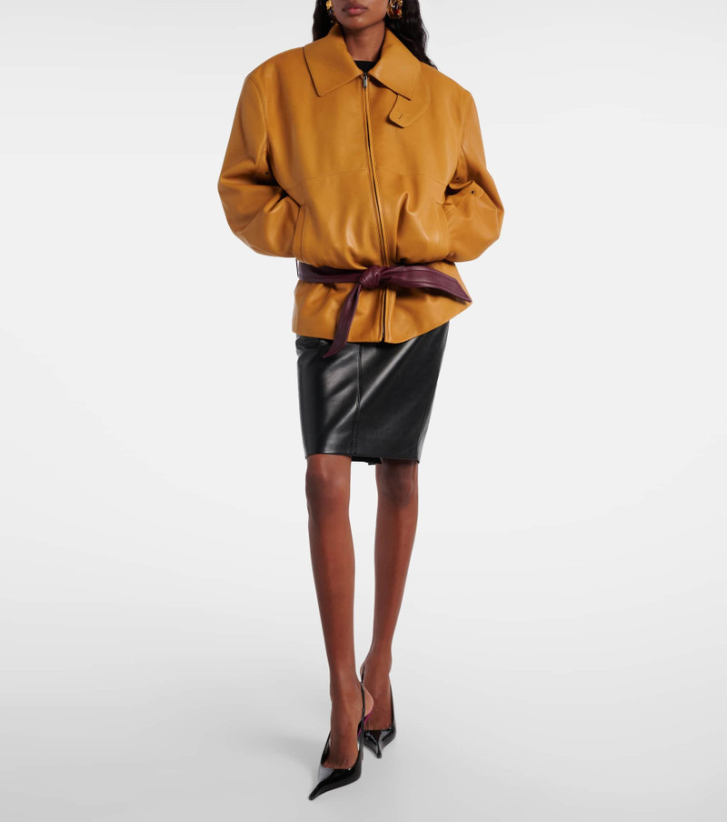 SAINT LAURENT Belted leather jacket outlook