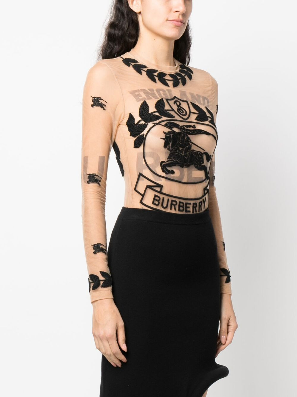 EKD embroidered stretch tulle bodysuit - 3