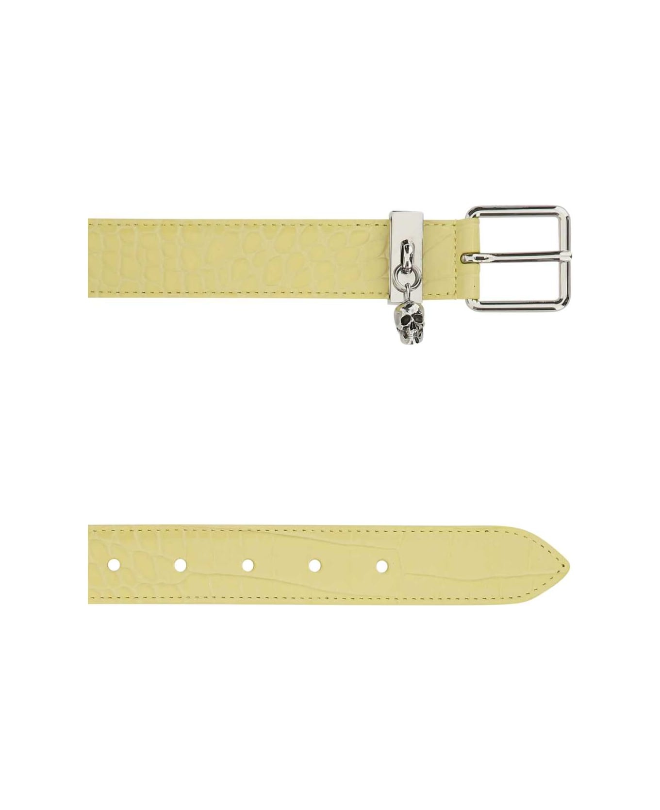 Yellow Leather Skull Belt - 2