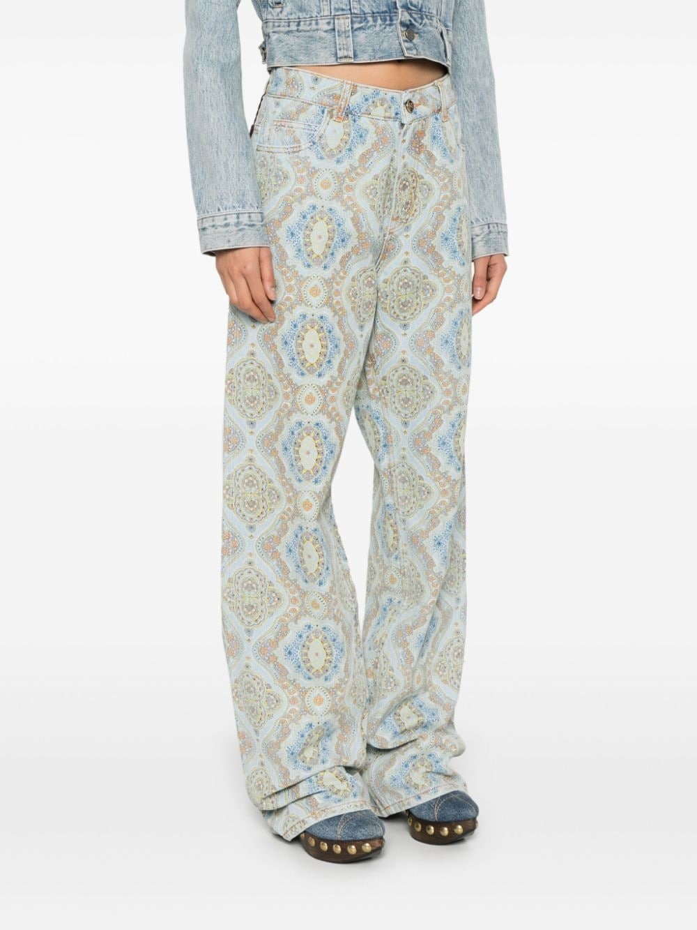 paisley-print straight-leg jeans - 3
