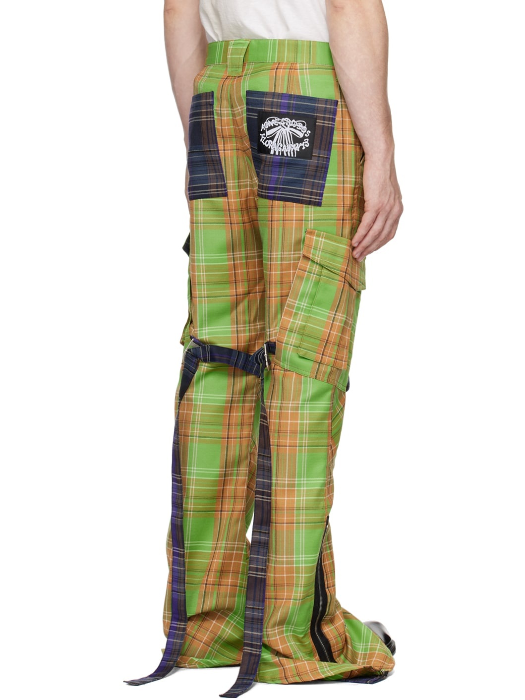 Green & Orange Cargo Check Trousers - 3