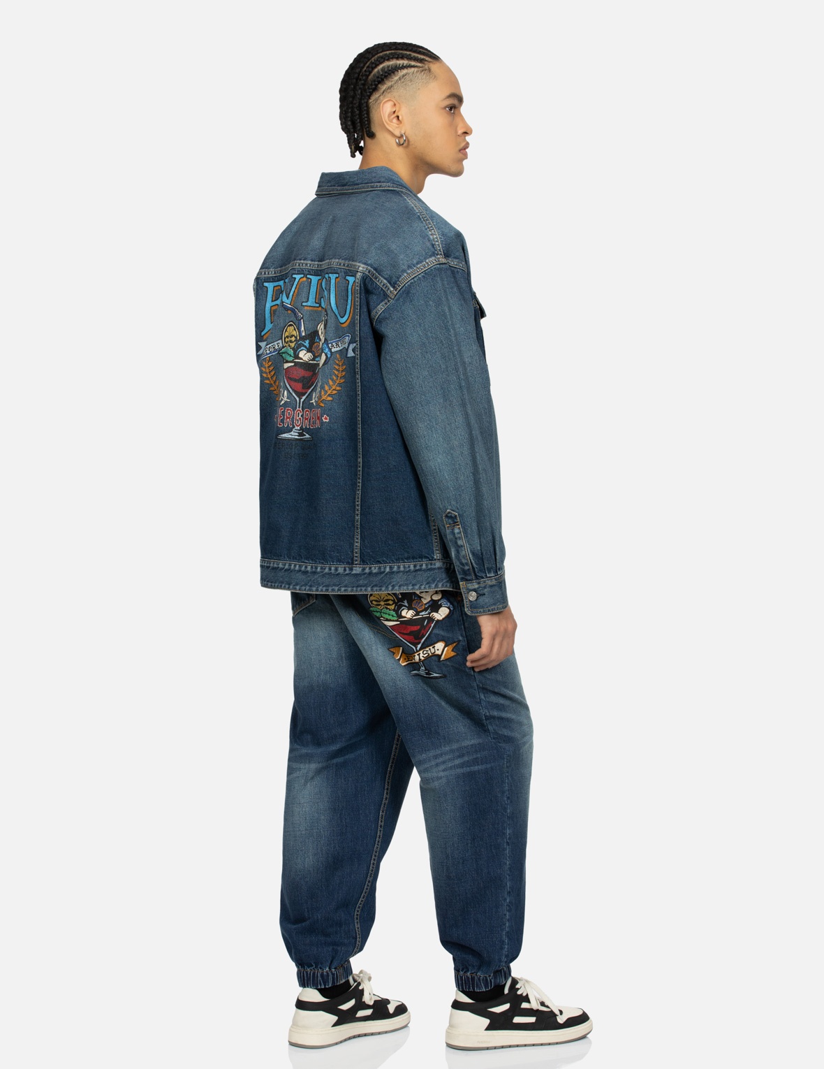 PLAYFUL GODHEAD PRINT LOOSE FIT DENIM SHIRT JACKET - 3